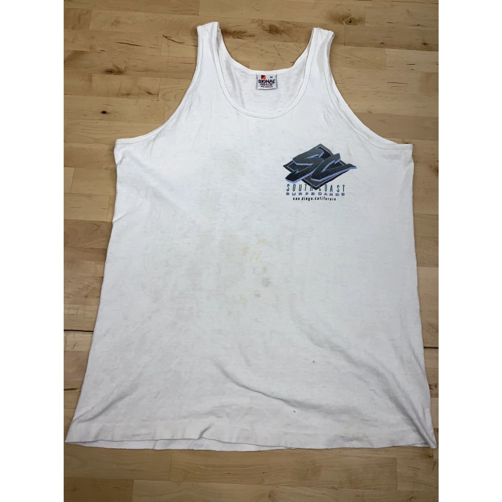 Vintage VINTAGE Signal Graphic Tee Tank Top White M 1990s South Coast Surfboards Cotton Sportwear Beach Boys Size US M / EU 48-50 / 2 - 3 Thumbnail