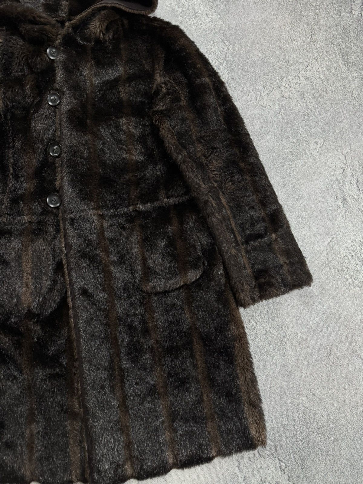 Armani Armani Jeans EU44/US8 brown Faux Fur coat hooded jacket 90s Size M / US 6-8 / IT 42-44 - 9 Thumbnail