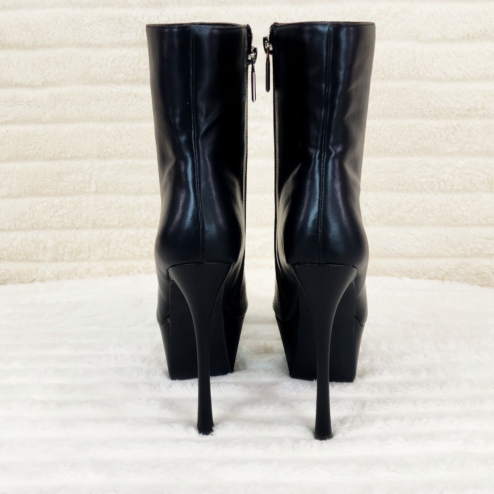Other Kinder Pointy Toe Platform Stiletto Heel Ankle Boots Black V Size US 10 / IT 40 - 4 Thumbnail