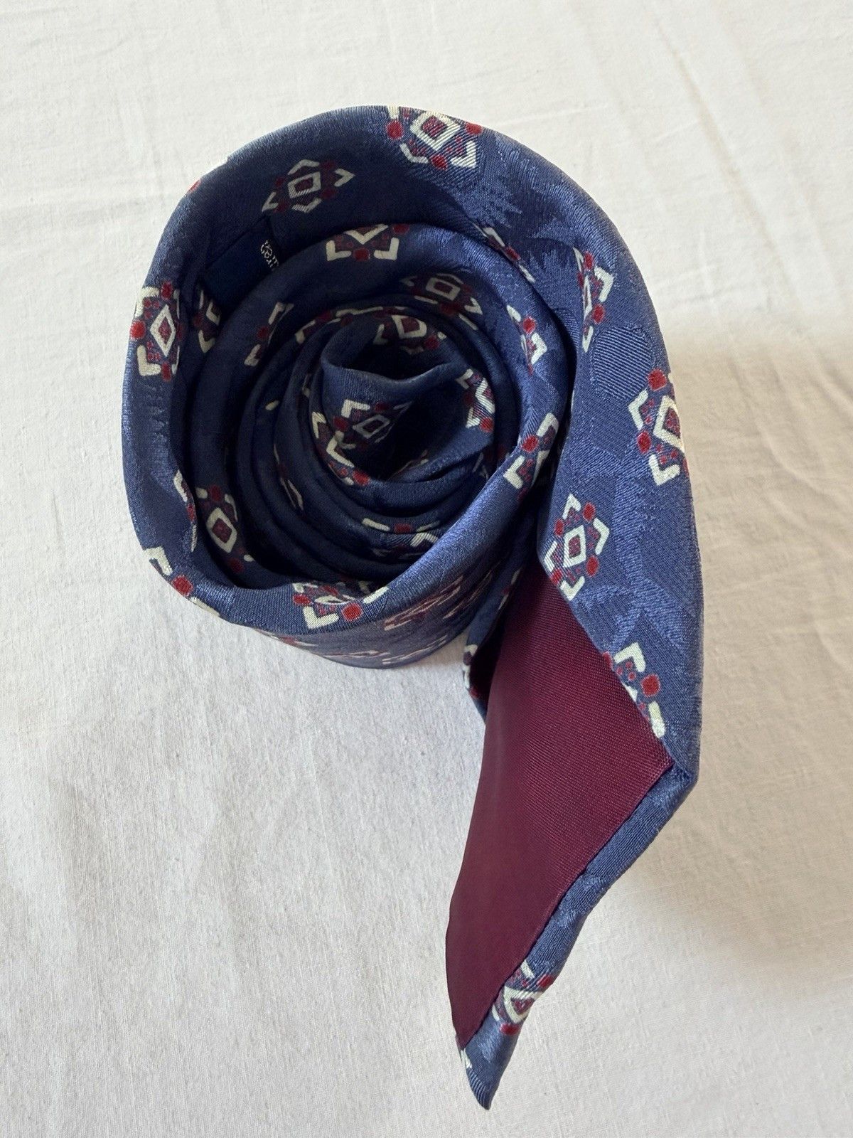 Polo Ralph Lauren Vtg Polo Ralph Lauren Silk Necktie Blue Geometric Floral 55" Size ONE SIZE - 4 Thumbnail