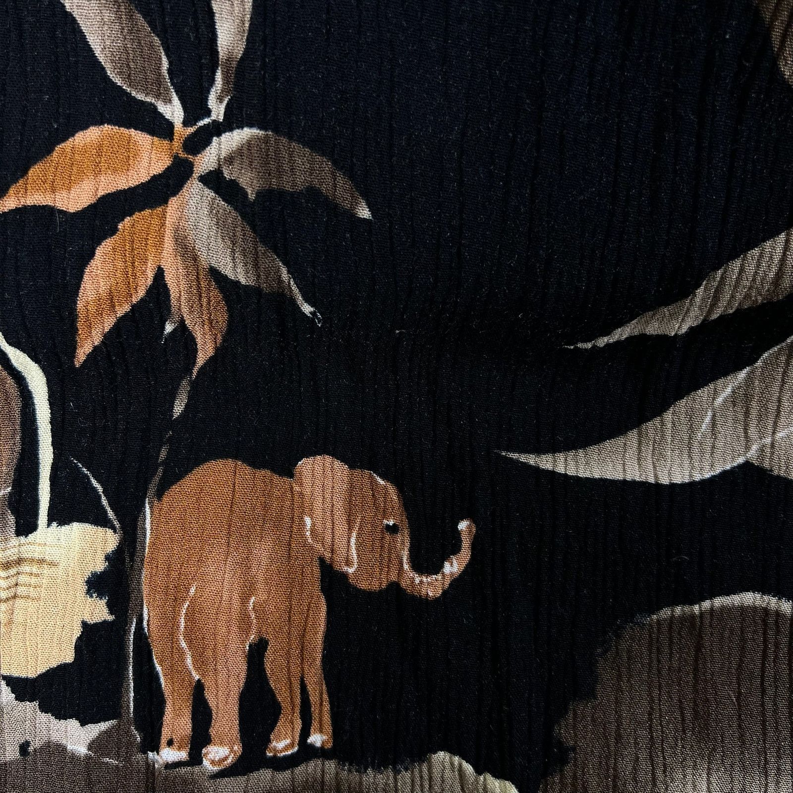 90s Safari Animal Rayon Maxi Dress M Boho Art Teacher Retro