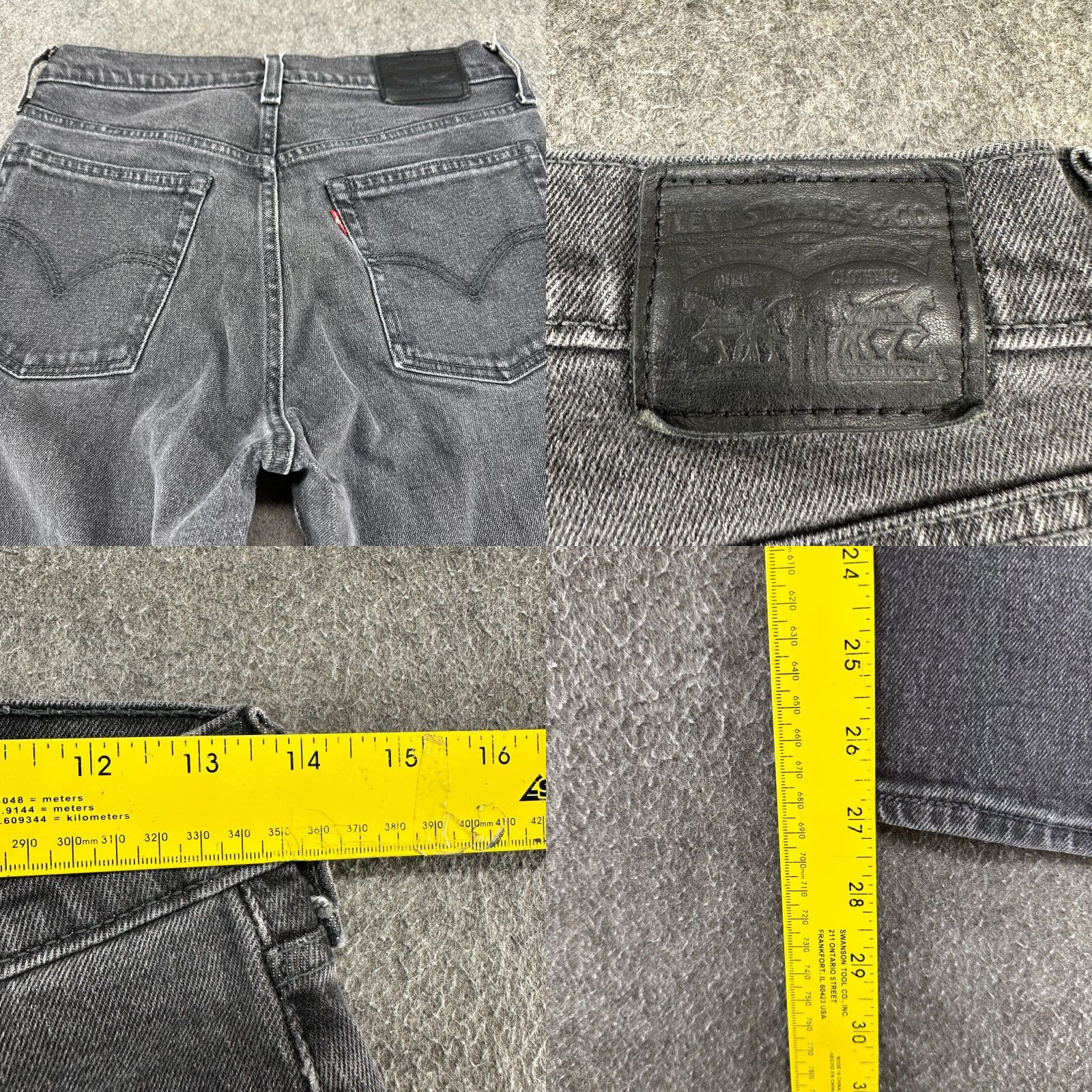 Levi's Levi's 501 Jeans Womens 27x27 Black Regular Fit 5-Pocket Denim Button Fly Straight Leg Dark Wash Men/Womens Size 27" / US 4 / IT 40 - 8 Thumbnail