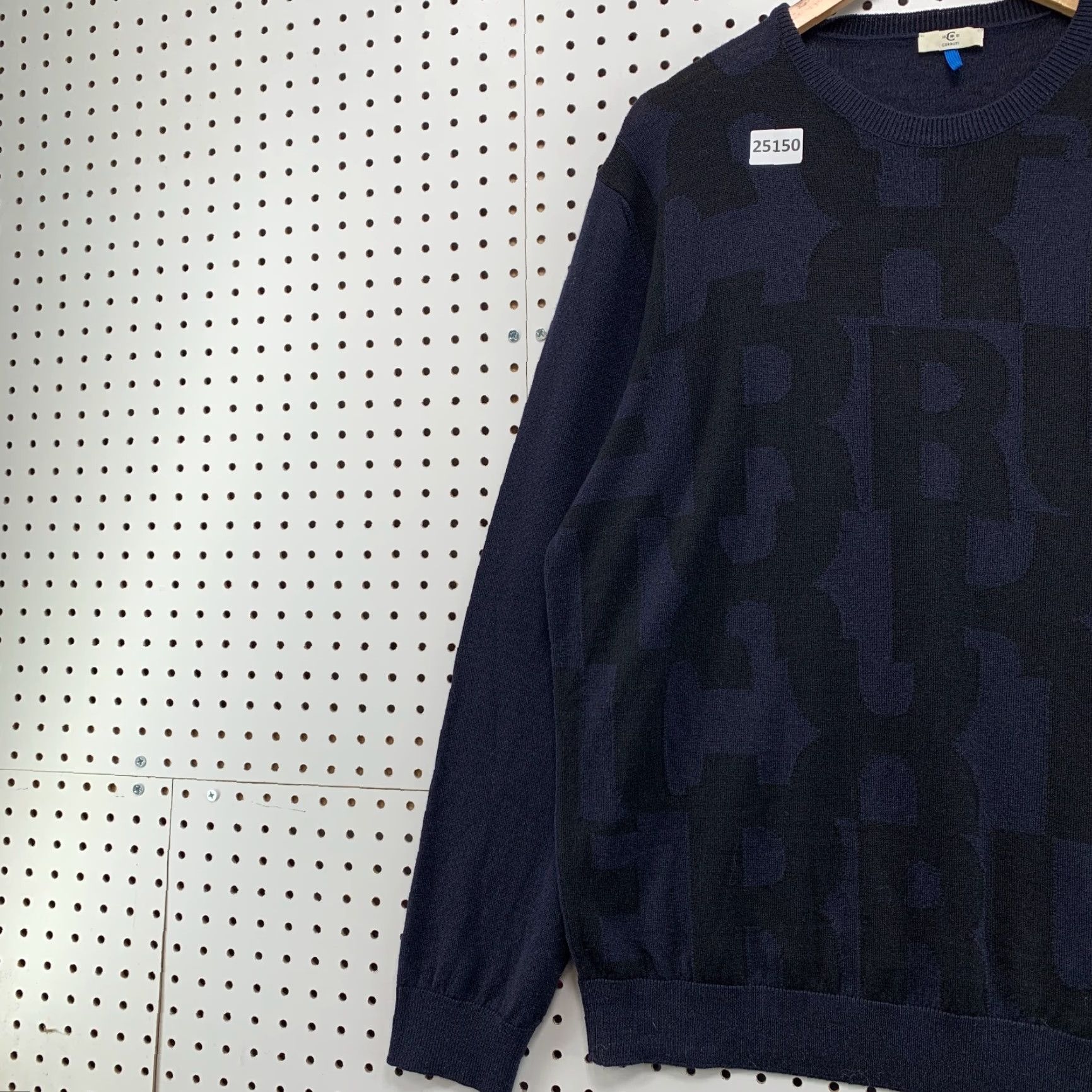 Vintage Cerruti Sweater Blue Black Spell Out Adult Mens Large 100% Wool Crewneck 25.5x30 Size US L / EU 52-54 / 3 - 3 Thumbnail