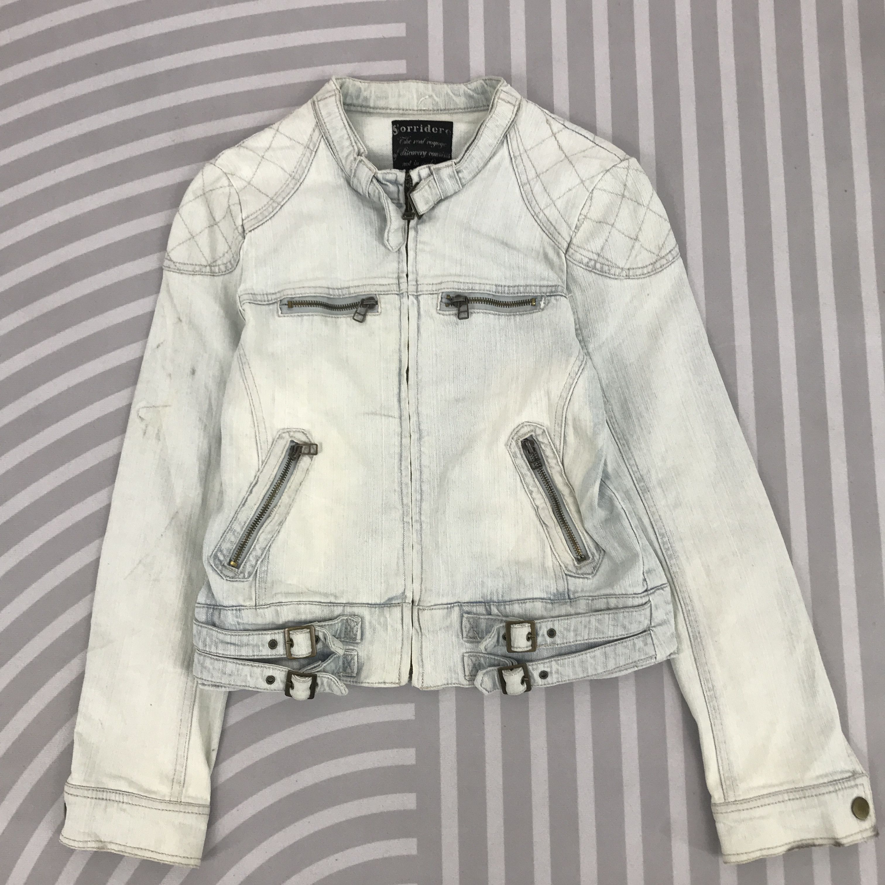 Japanese Brand × Vintage Japan Light denim Sorridere zipper Jacket Size US S / EU 44-46 / 1 - 1 Thumbnail