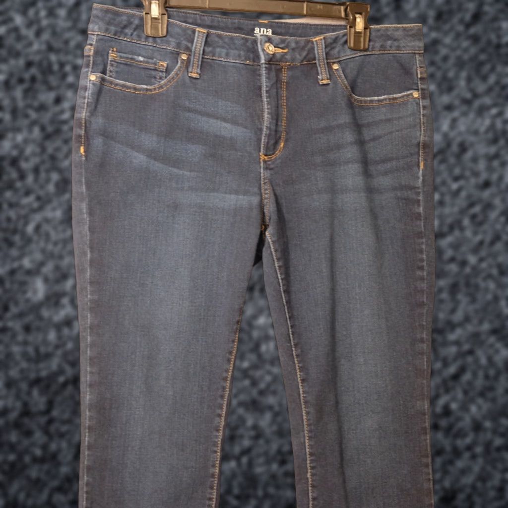 Vintage a.n.a. Jeans Skinny Blue Dark Wash Distressed Mid-Rise Womens 14 Blue Jeans Slimming Distressed 90s Fall Womens Size 36" / US 14 / IT 50 - 1 Thumbnail
