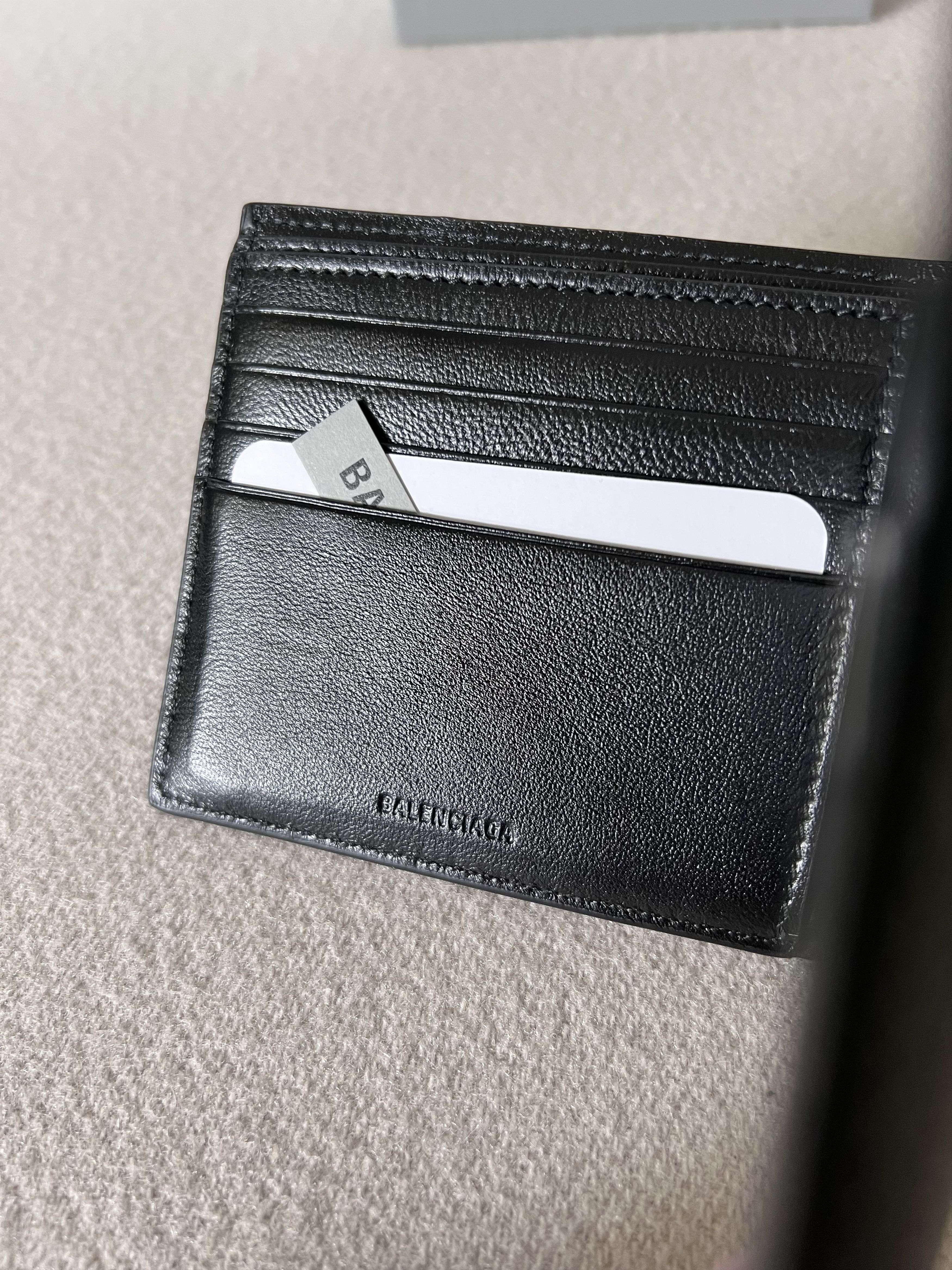 Balenciaga Balenciaga Political Stencil Bifold Wallet in Black Leather Size ONE SIZE - 4 Thumbnail