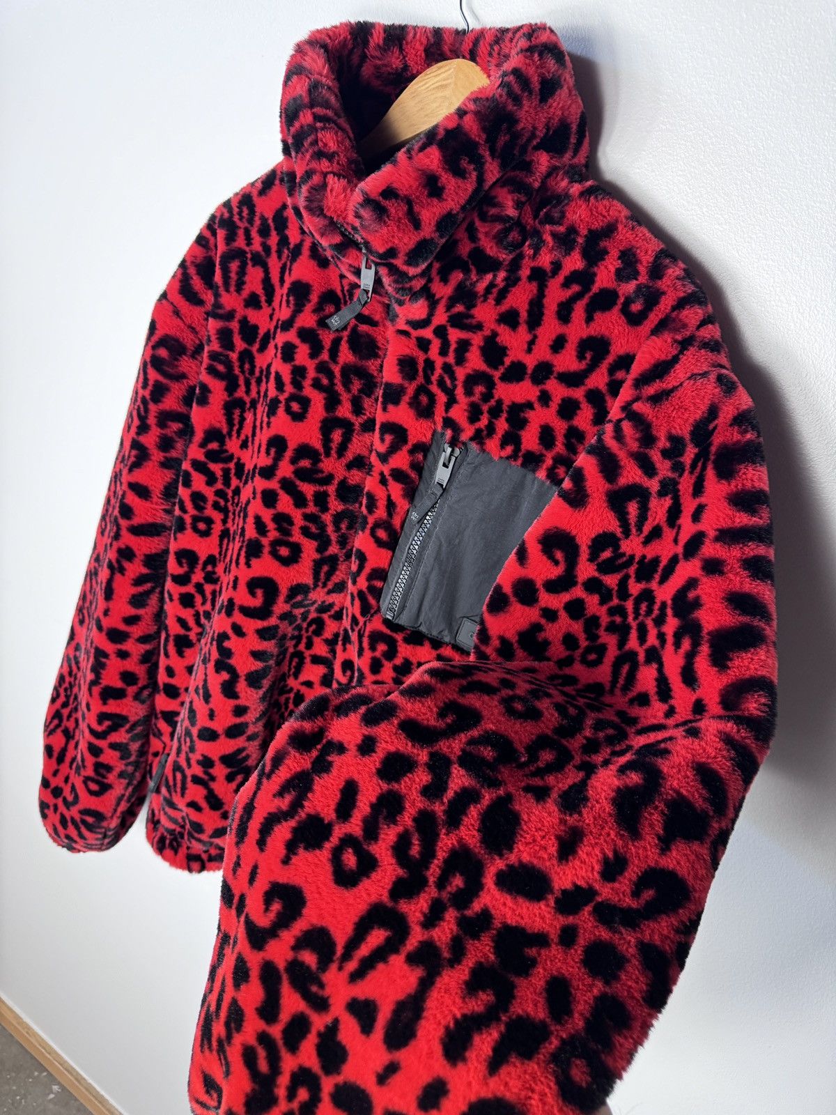 Zara Red faux fur leopard jacket Size US L / EU 52-54 / 3 - 3 Thumbnail