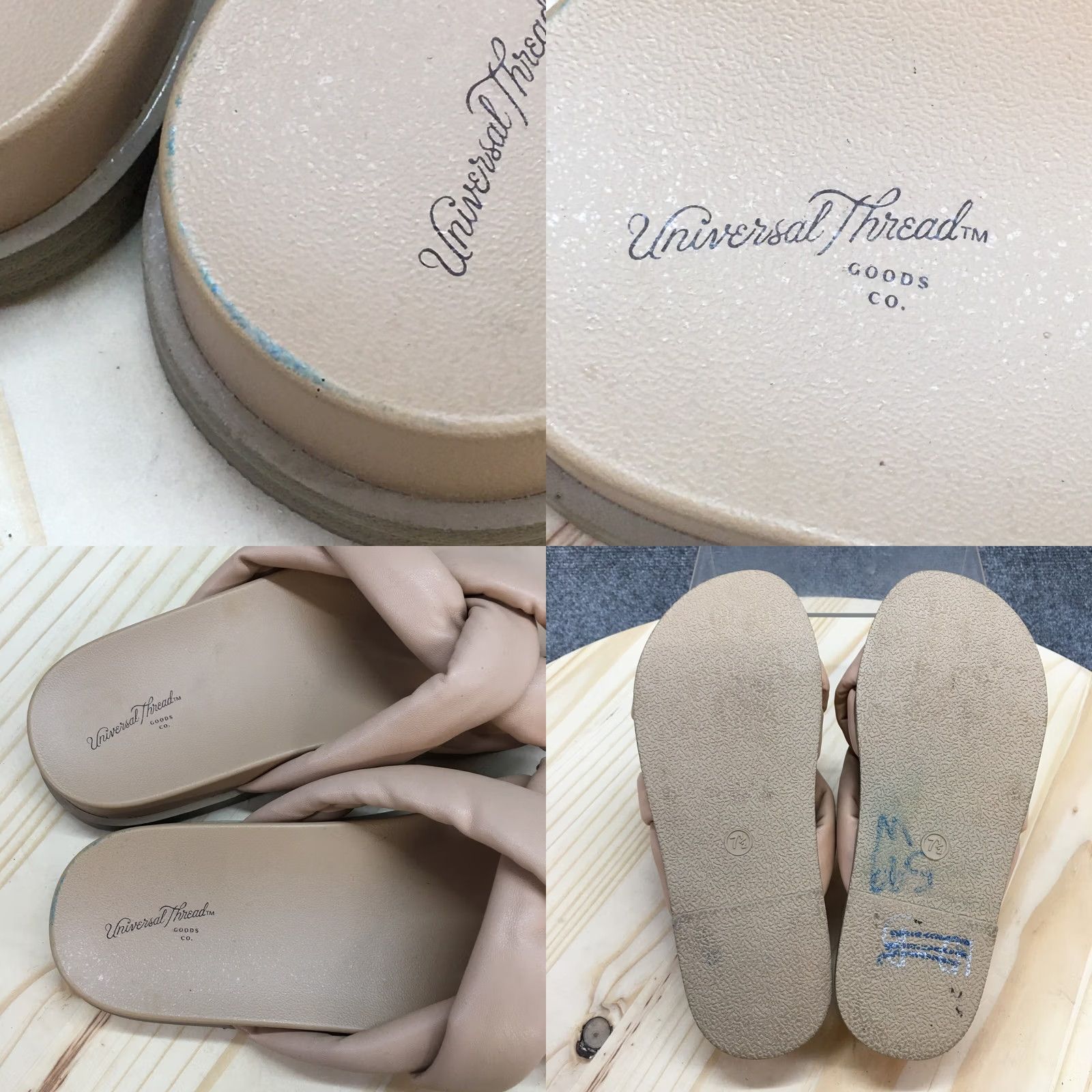 Vintage Universal Thread Sandals Womens 7.5 Casual Slip On Puffy Slide Flats Beige Size US 8 / IT 38 - 8 Thumbnail