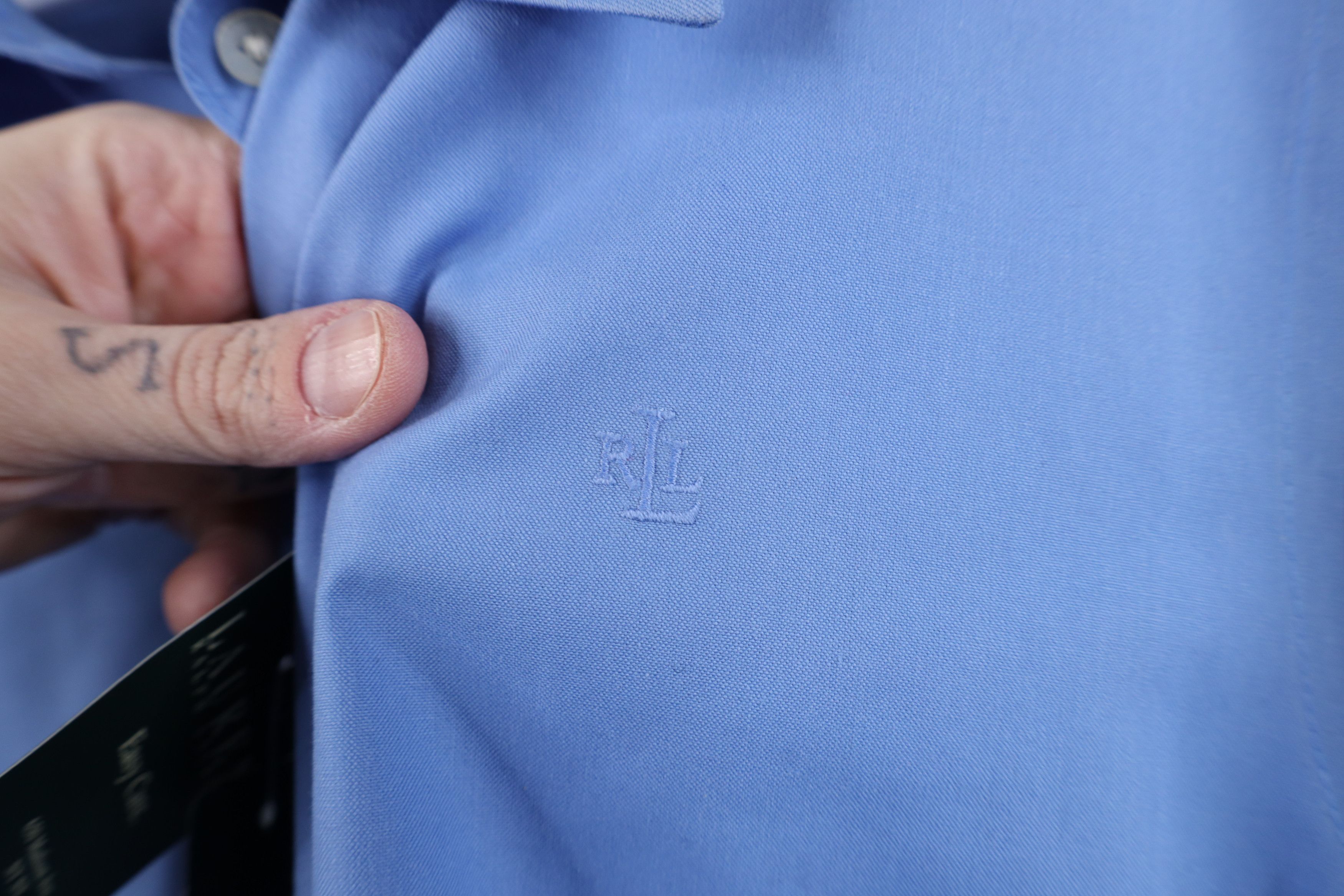Polo Ralph Lauren Deadstock Vintage 90s Ralph Lauren Button Shirt French Blue Size L / US 10 / IT 46 - 4 Thumbnail