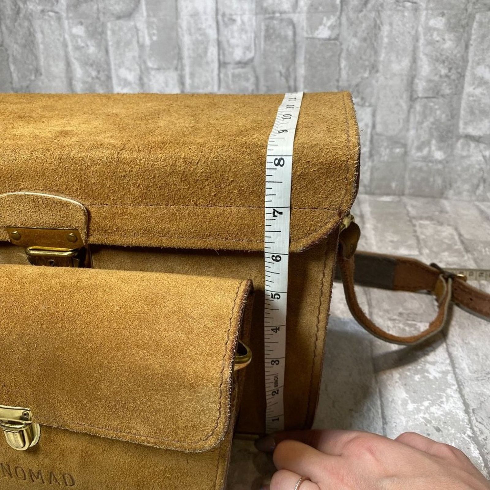 Nomad Vintage 1960's NOMAD Suede Leather Side Bag w/ Velvet Lining Size ONE SIZE - 10 Thumbnail