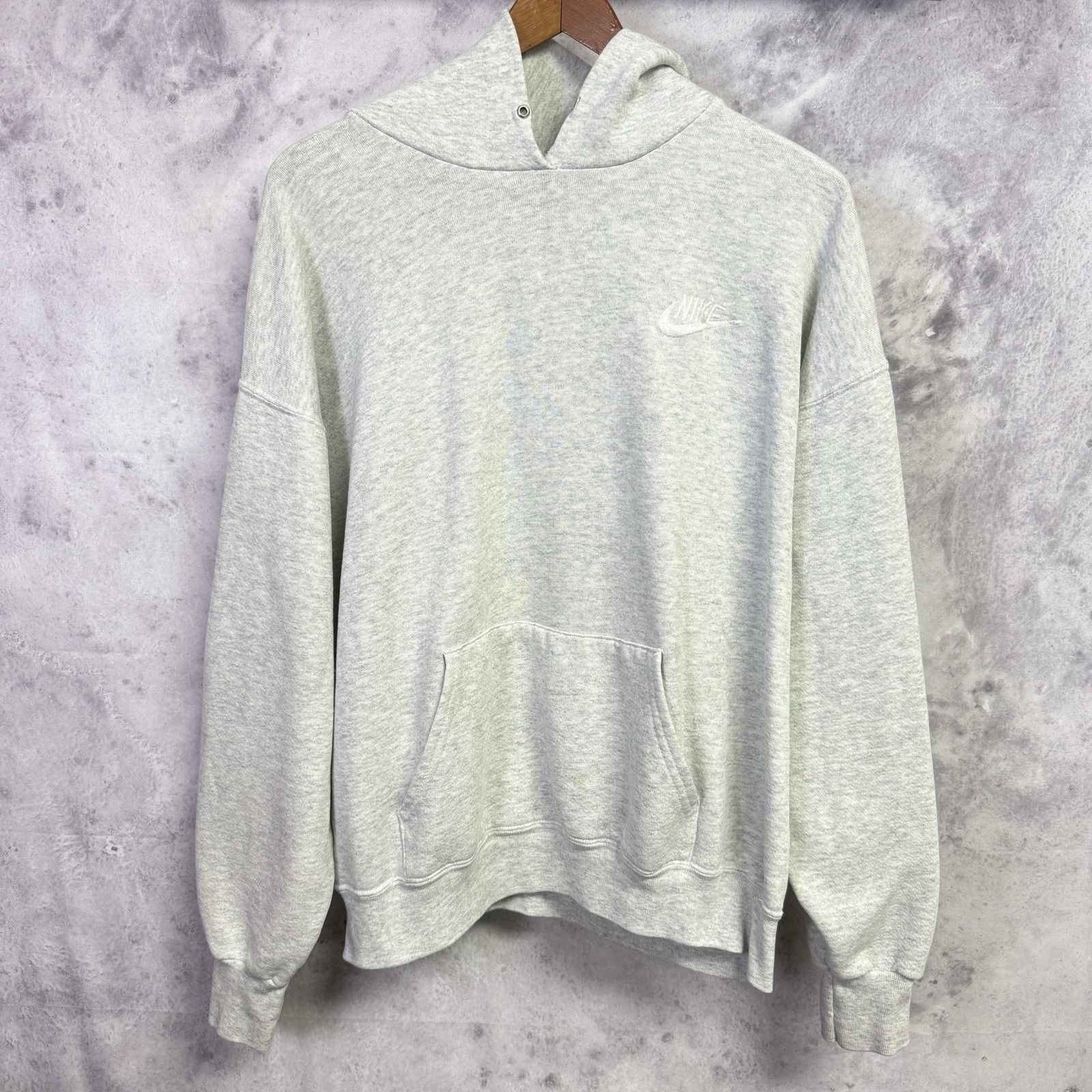 Vintage 80s Nike Hoodie Sweatshirt Mens Large Gray Embroider