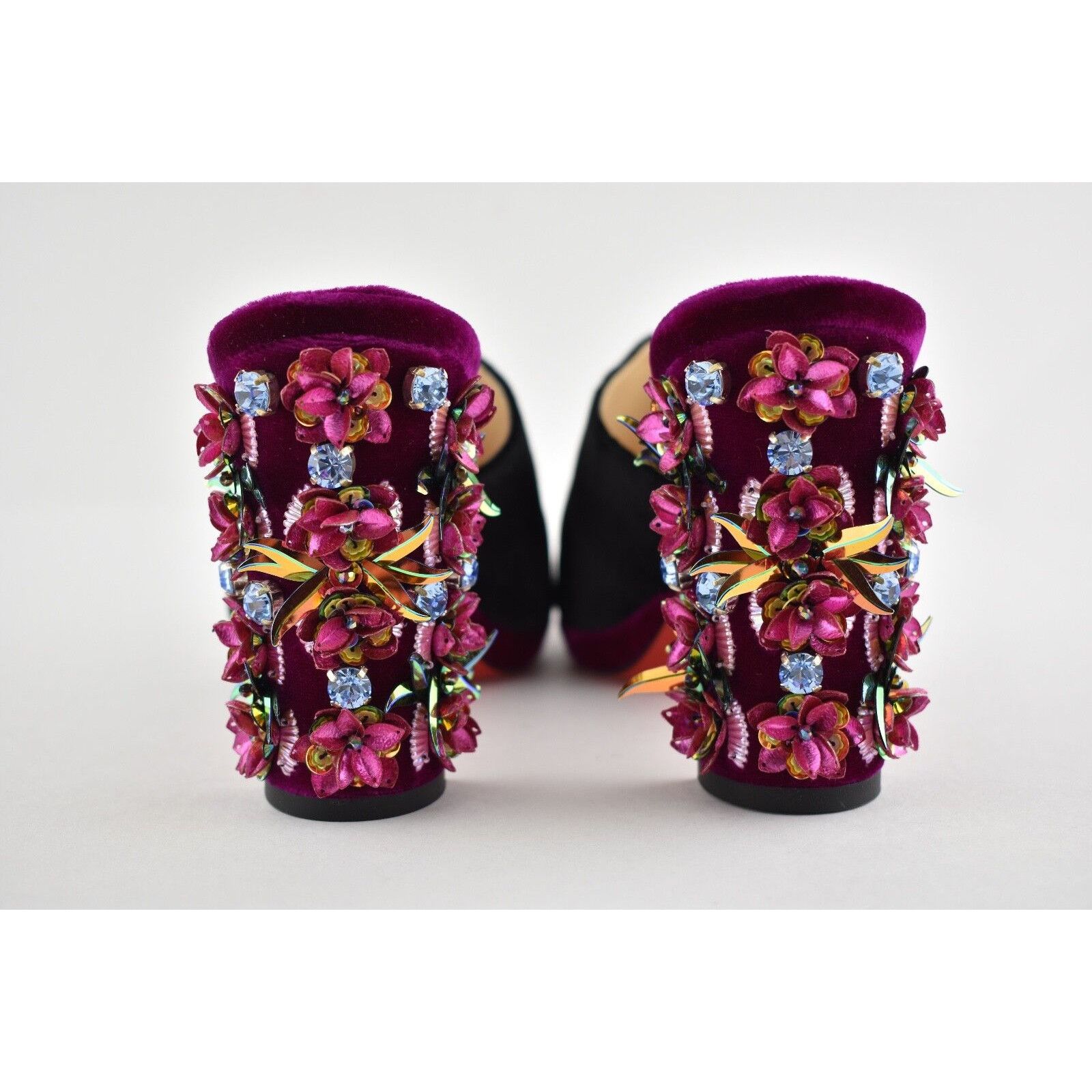 Christian Louboutin Donaflor 100 Black Velvet Figue Sandal Mule Heel Pump 36 Size US 6 / IT 36 - 10 Thumbnail