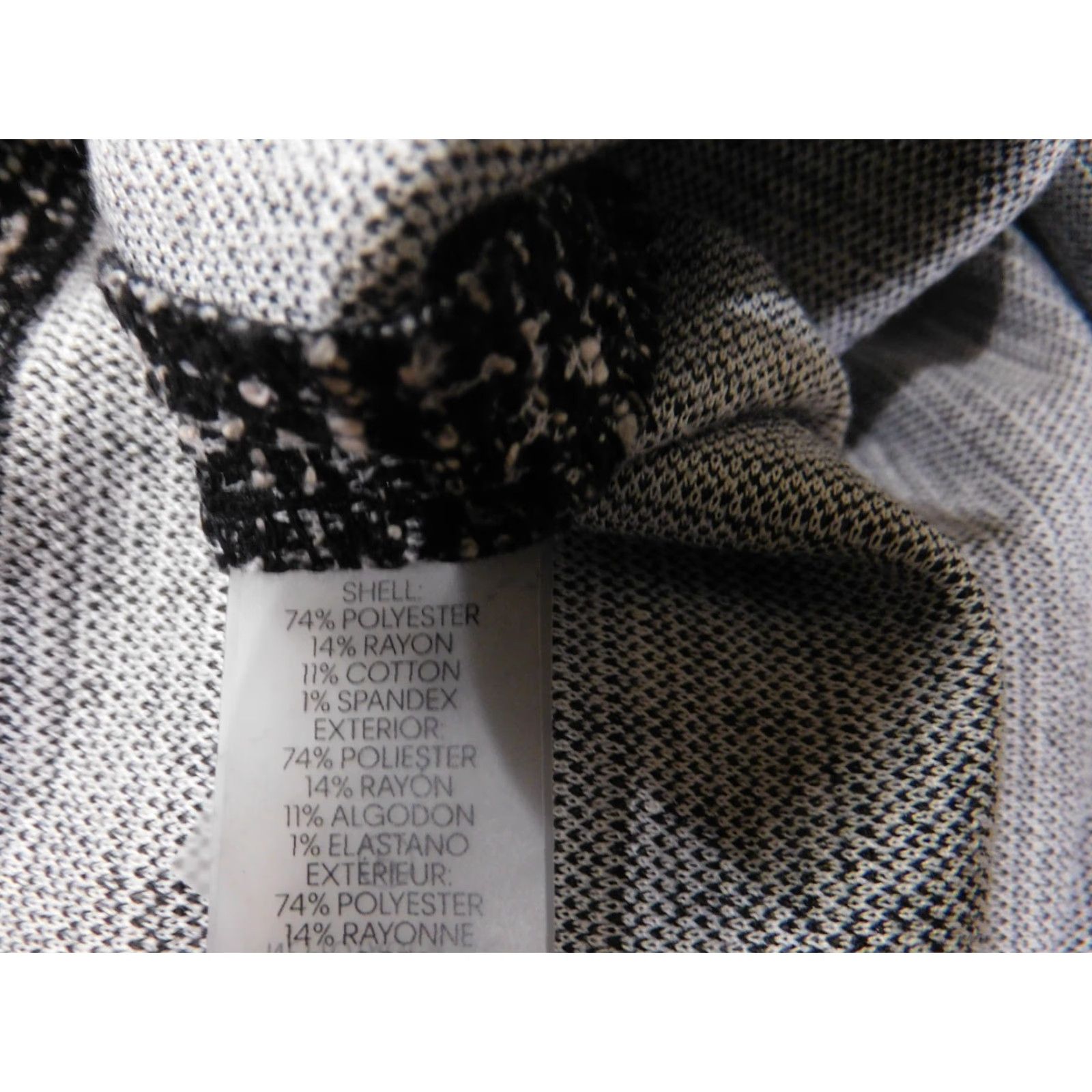 Calvin Klein Calvin Klein Dress Womens 2 Black White Tweed Sheath Knee Length Cap Sleeve Zip Boat Neck A-Line Career Elegant Size XS / US 0-2 / IT 36-38 - 6 Thumbnail