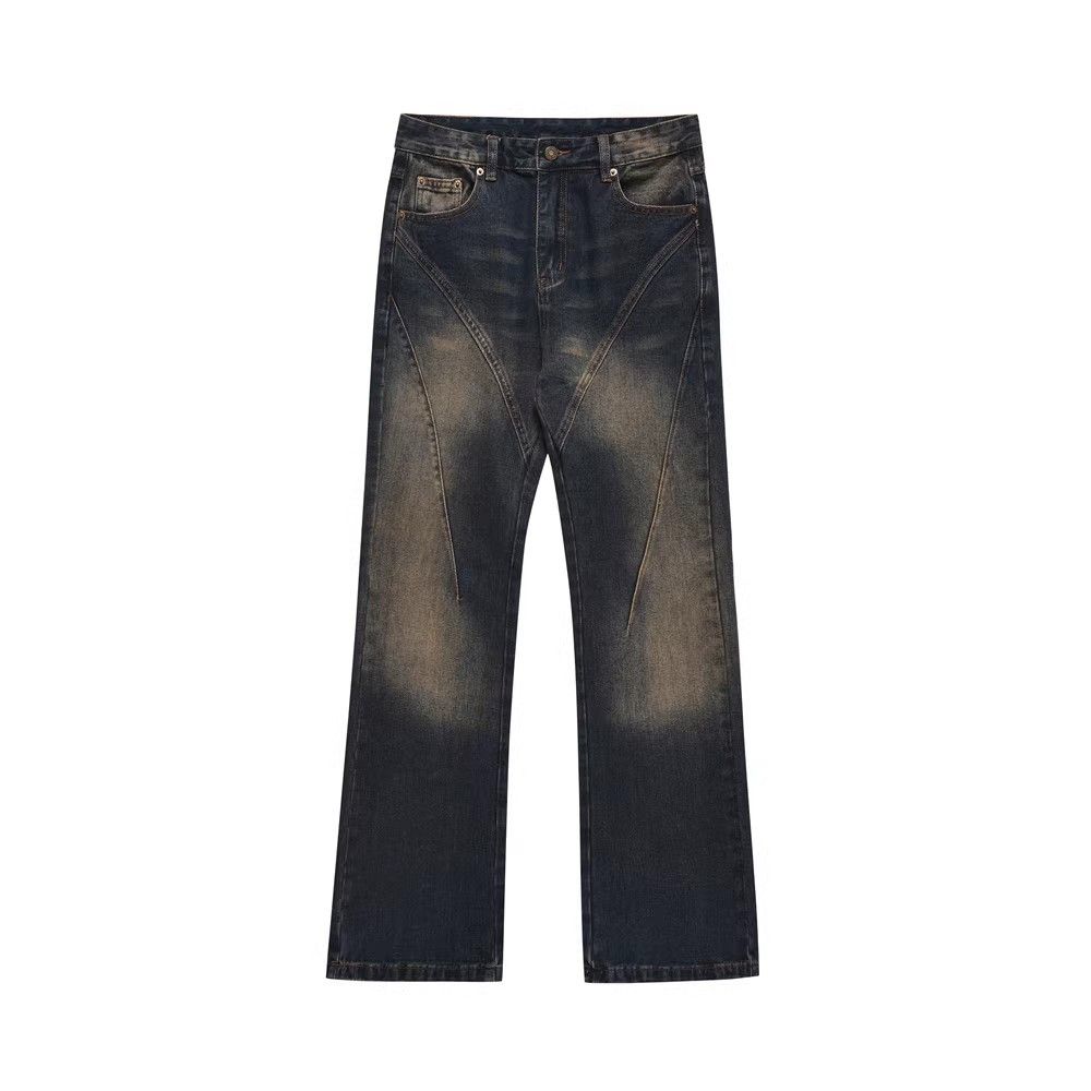 Japanese Brand × Jean Washed men's split stitching loose wide-leg casual jeans Size US 32 / EU 48 - 1 Thumbnail