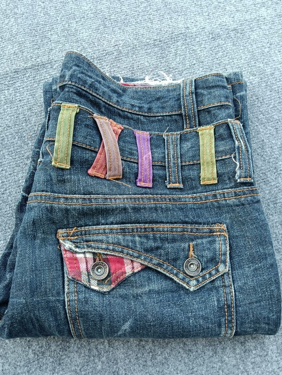 Japanese Brand Nylaus Double Waist Lightning Bolt straight cut jeans. Size US 31 - 10 Thumbnail
