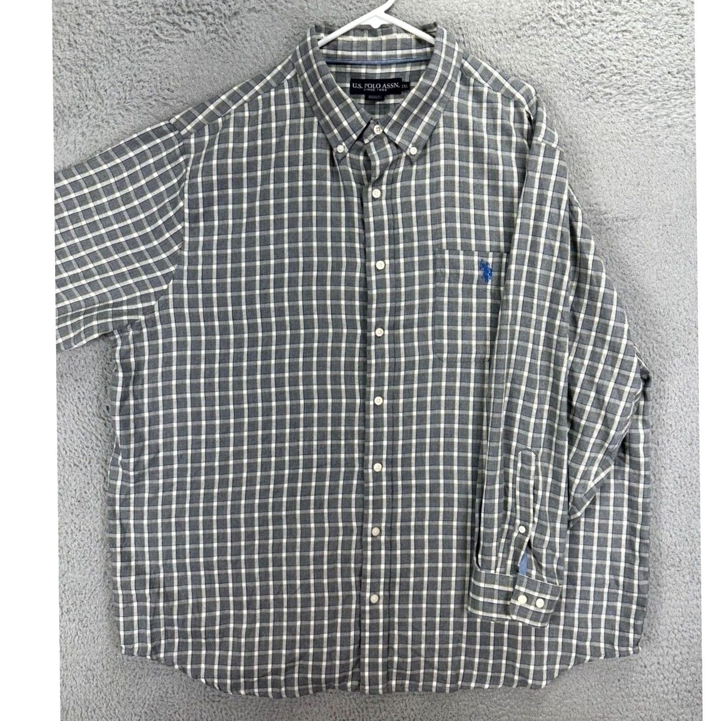Vintage U.S. Polo Assn Shirt Mens 2XL Grey Windowpane Check Plaid Button-Down Shirt NEW Size US XXL / EU 58 / 5 - 2 Thumbnail