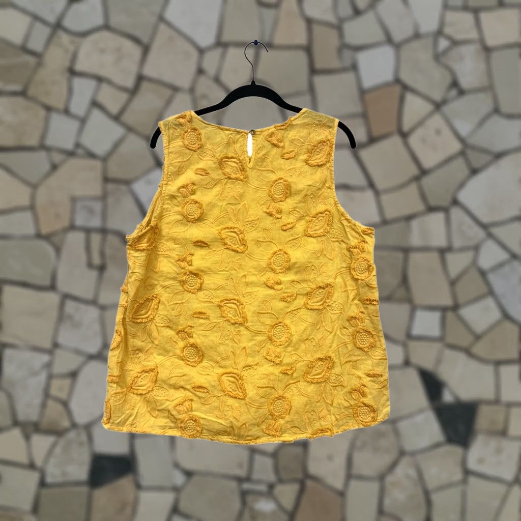 Soft Surroundings Soft Surroundings Tank Yellow Embroidered Floral Sleeveless XL Womens Size XL / US 12-14 / IT 48-50 - 1 Thumbnail
