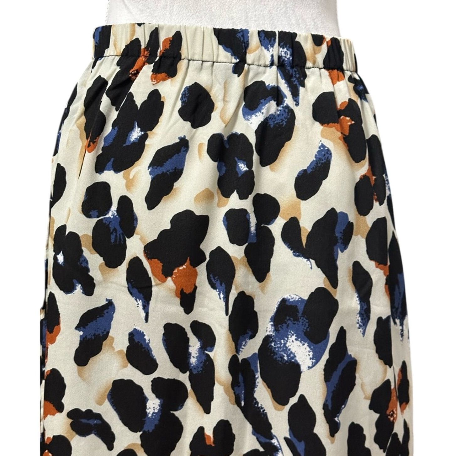 Shein Shein Midi Skirt Leopard Print Lightweight Ivory Women's L Size 29" - 5 Thumbnail