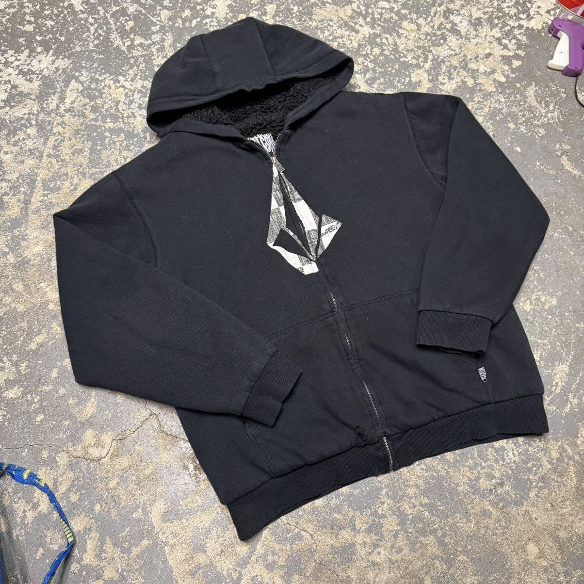 Volcom Vintage Volcom Furry Fuzzy Black Graphic 90s Zip Up Hoodie Size US L / EU 52-54 / 3 - 10 Thumbnail