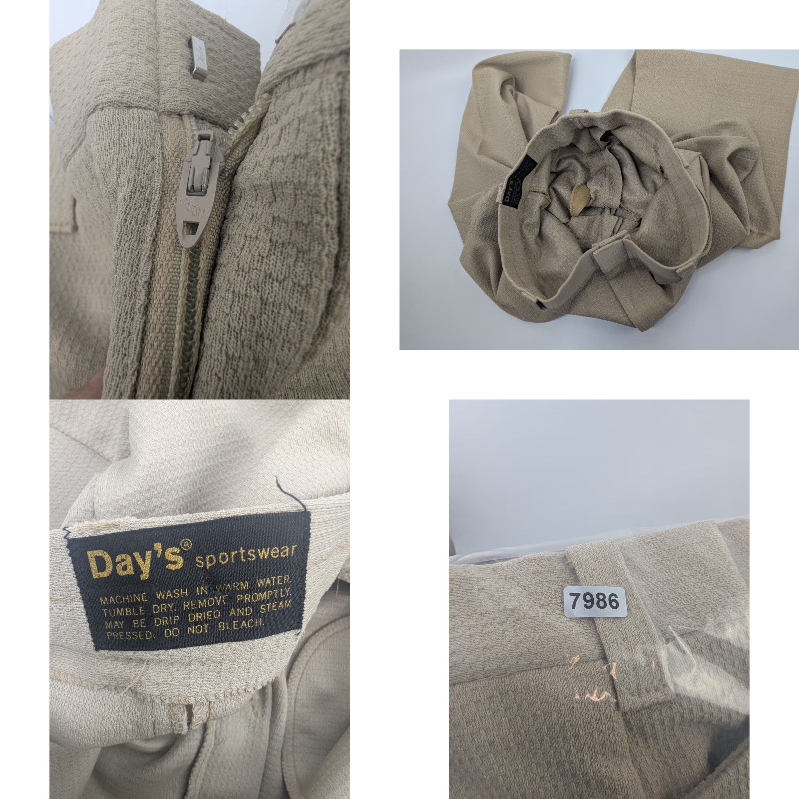 Vintage Vintage Days Slack Beige 1970s Mens Slacks Pants Talon Zipper 27x28 Beige Mens Vintage Pants 27x28 1970s Disco Look Size US 27 - 9 Thumbnail