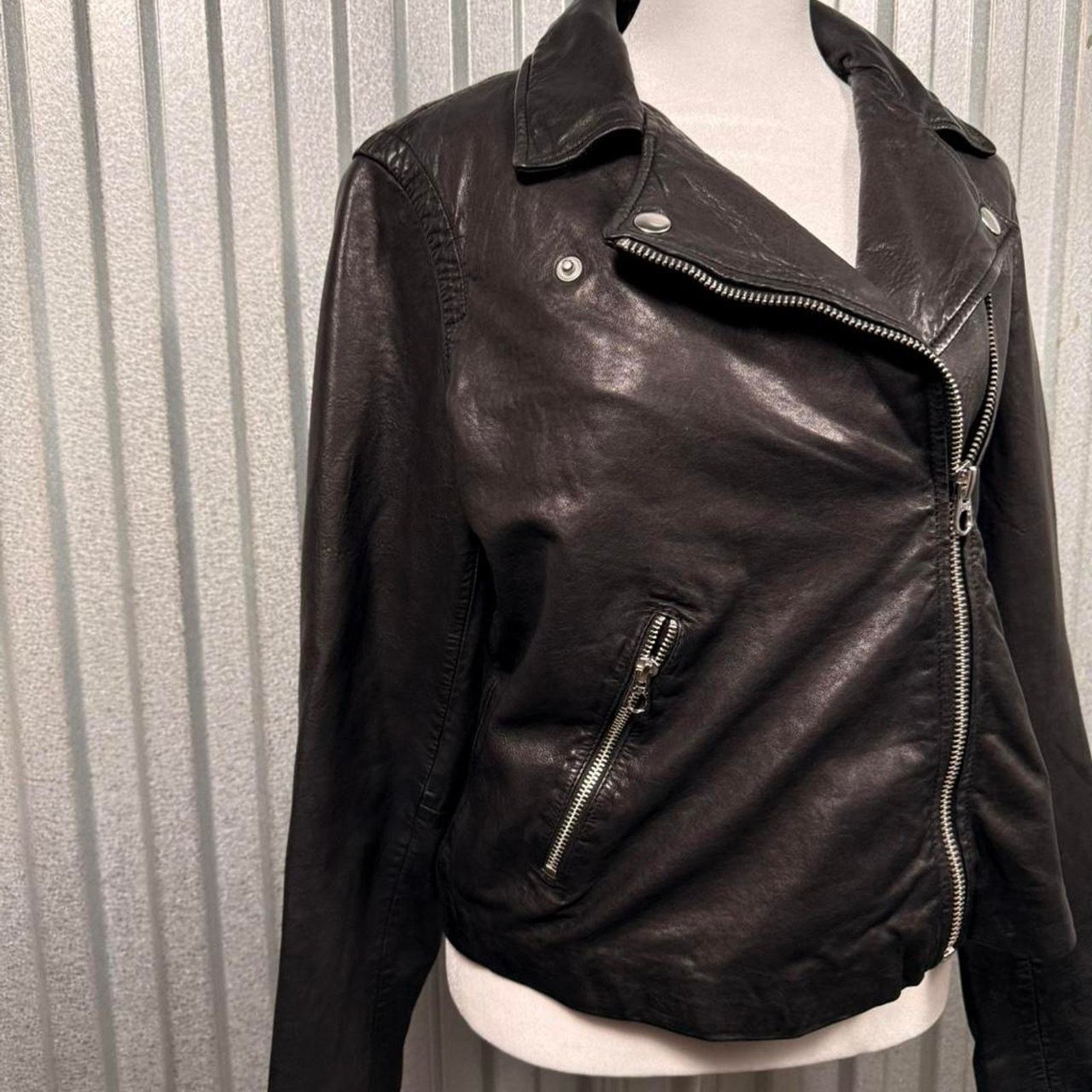Madewell Madewell Classic Womens black leather jacket Size L / US 10 / IT 46 - 2 Thumbnail