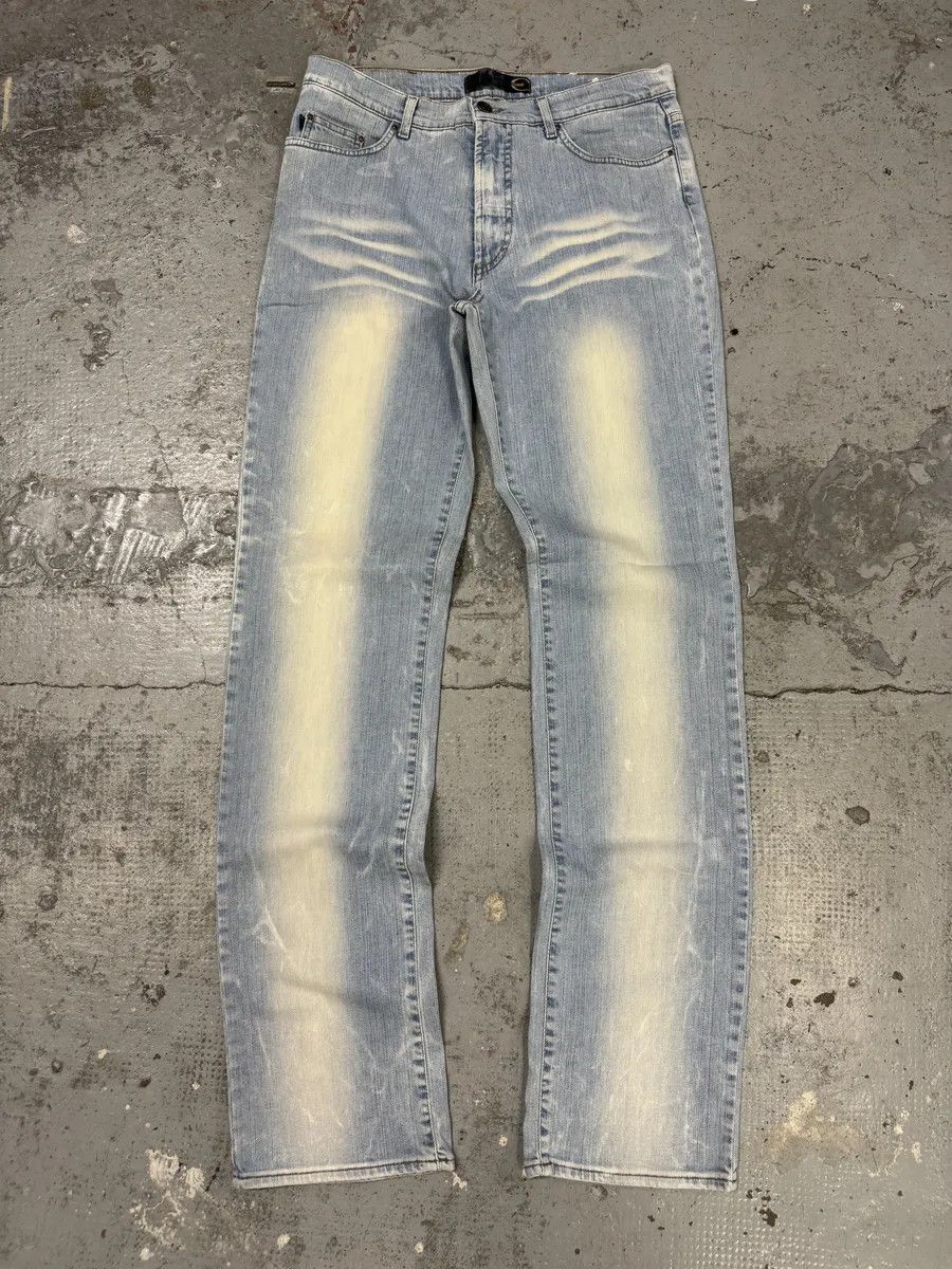 Just Cavalli 2000s Cavalli Blue White Faded Denim Jeans Size US 31 - 1 Thumbnail