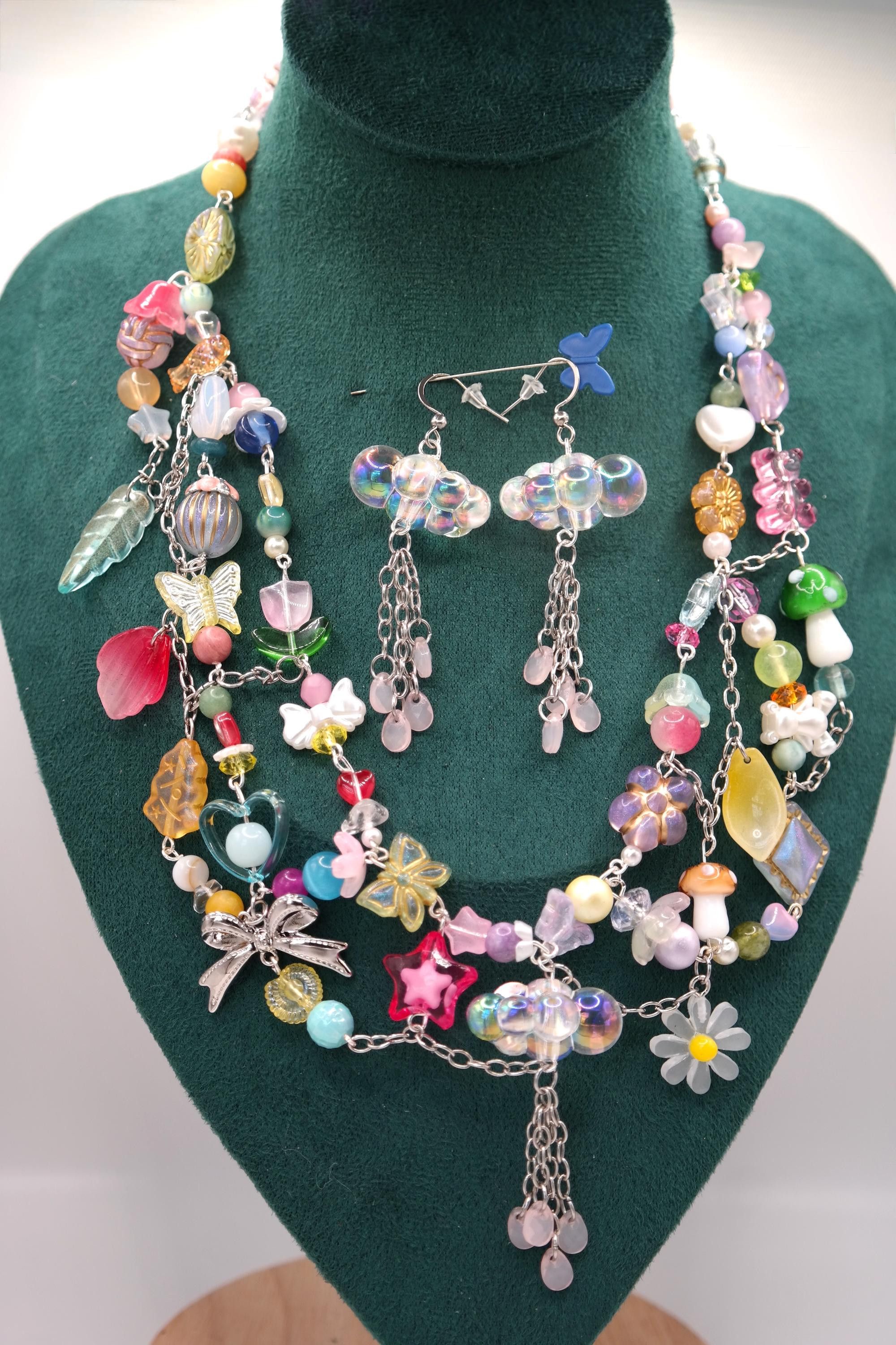 Handmade Silver April Showers Fairy Necklace & Earrings Set Size ONE SIZE - 1 Thumbnail
