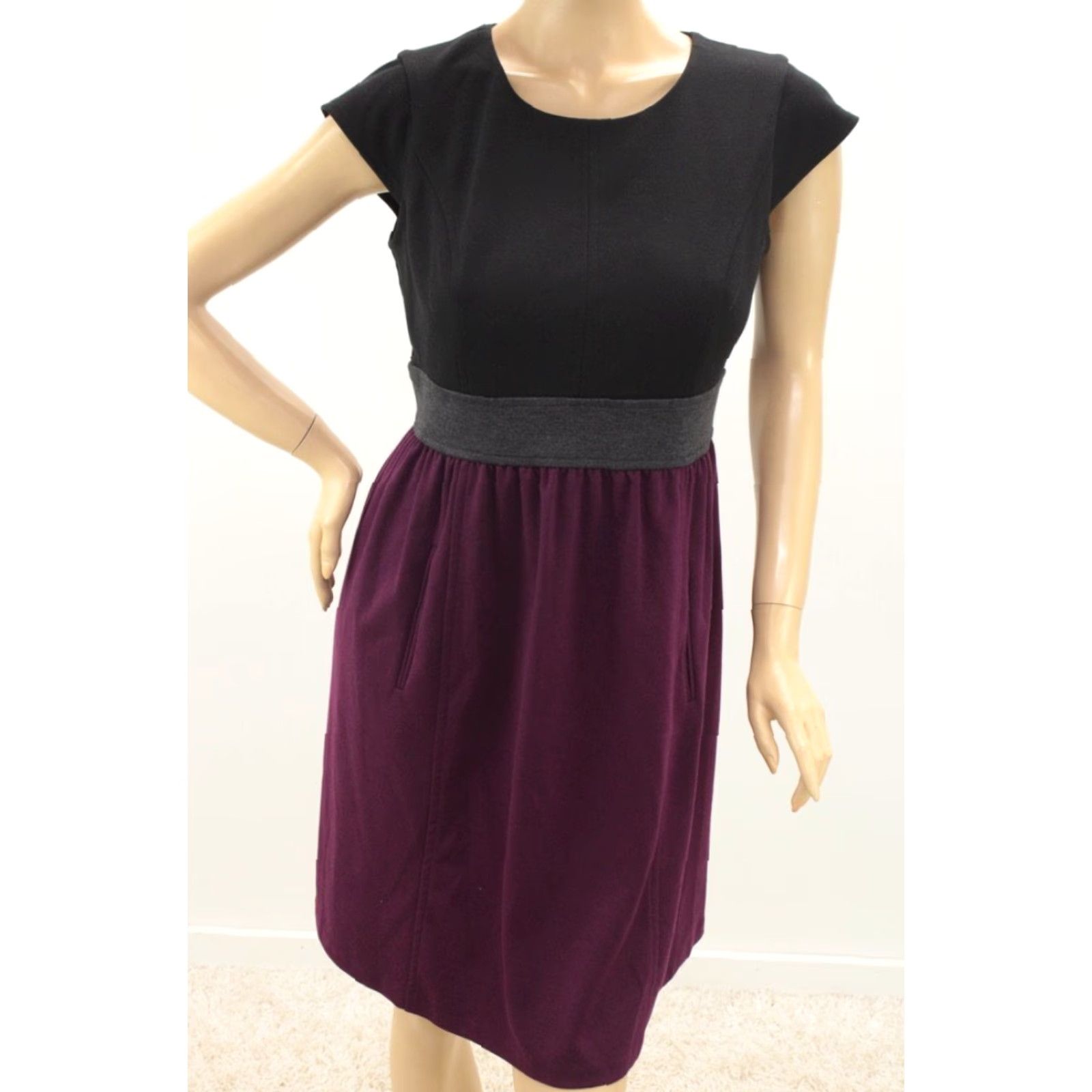 Oleg Cassini Oleg Casini Dress Women's 10 Black & Purple Exposed Zip Bohemian Party Old Money Boho Size L / US 10 / IT 46 - 2 Thumbnail