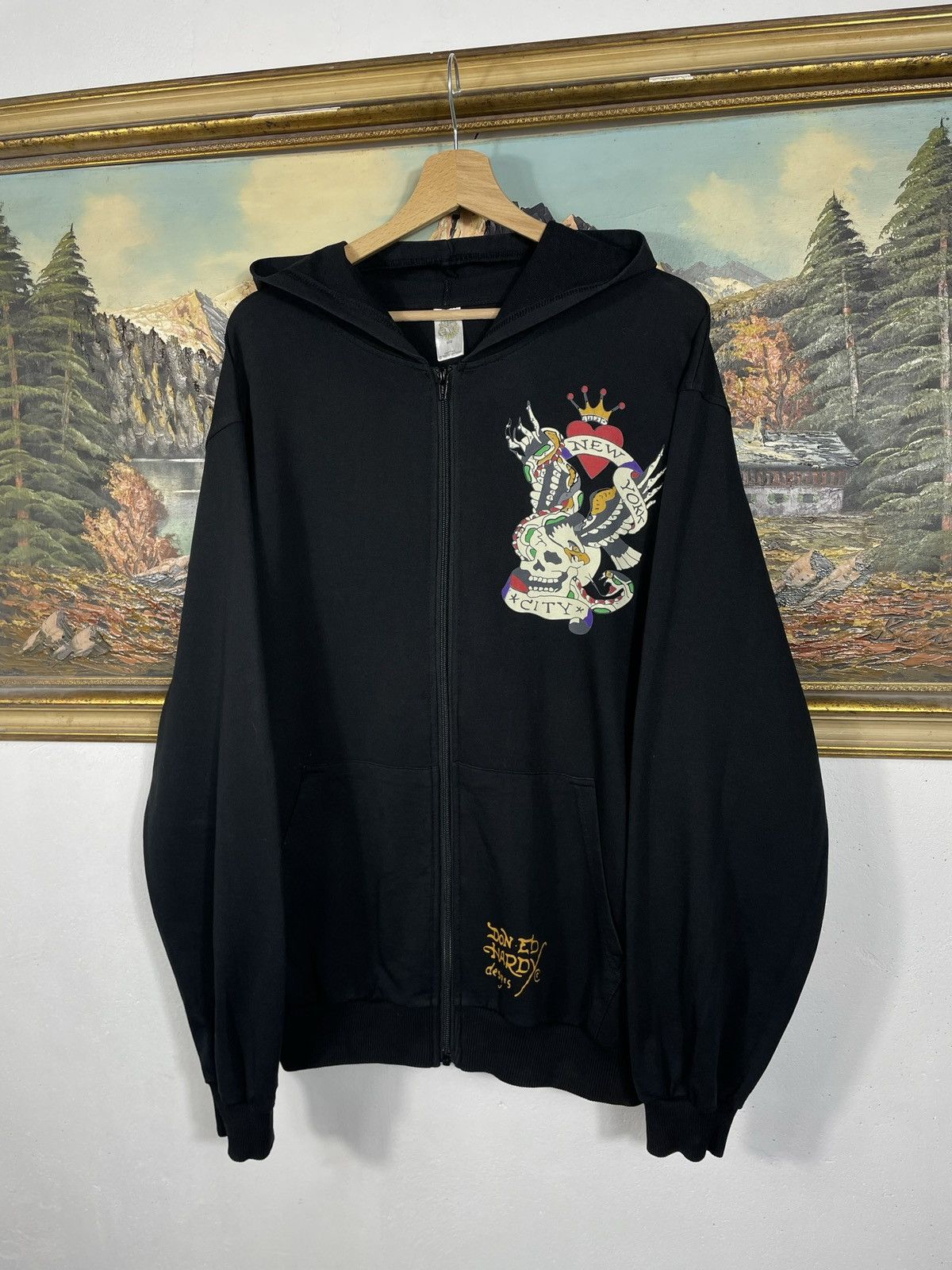 Christian Audigier × Ed Hardy × Vintage Ed Hardy Retro 00s Hoodie Drip Swag Cyber Affliction Grunge Size XL / US 12-14 / IT 48-50 - 5 Thumbnail