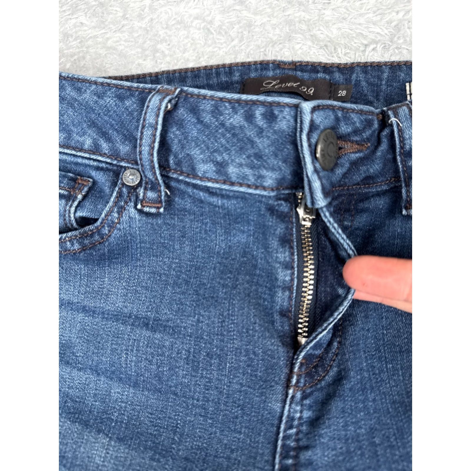 Anthropologie VINTAGE Level 99 Jeans Womens 28 Blue Denim Bootcut Mid 28x33 Jeans Boots Cut Size 28" / US 6 / IT 42 - 5 Thumbnail
