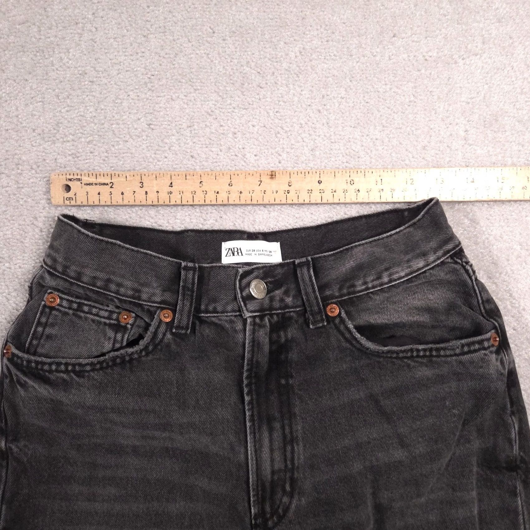 Zara Zara Jeans Womens 6 Gray Charcoal Wash Mid Rise Straight Leg Denim Casual Pants Womens Jeans Size 28" / US 6 / IT 42 - 4 Thumbnail