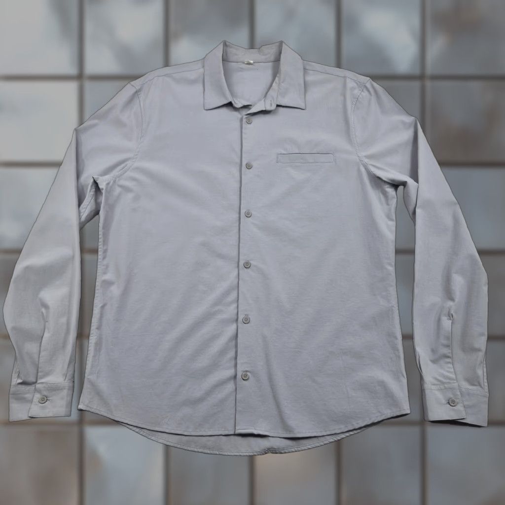 Lululemon Lululemon Button Up Shirt Mens Large Gray Solid Long Sleeve Casual Tech Shirt Size US L / EU 52-54 / 3 - 1 Thumbnail