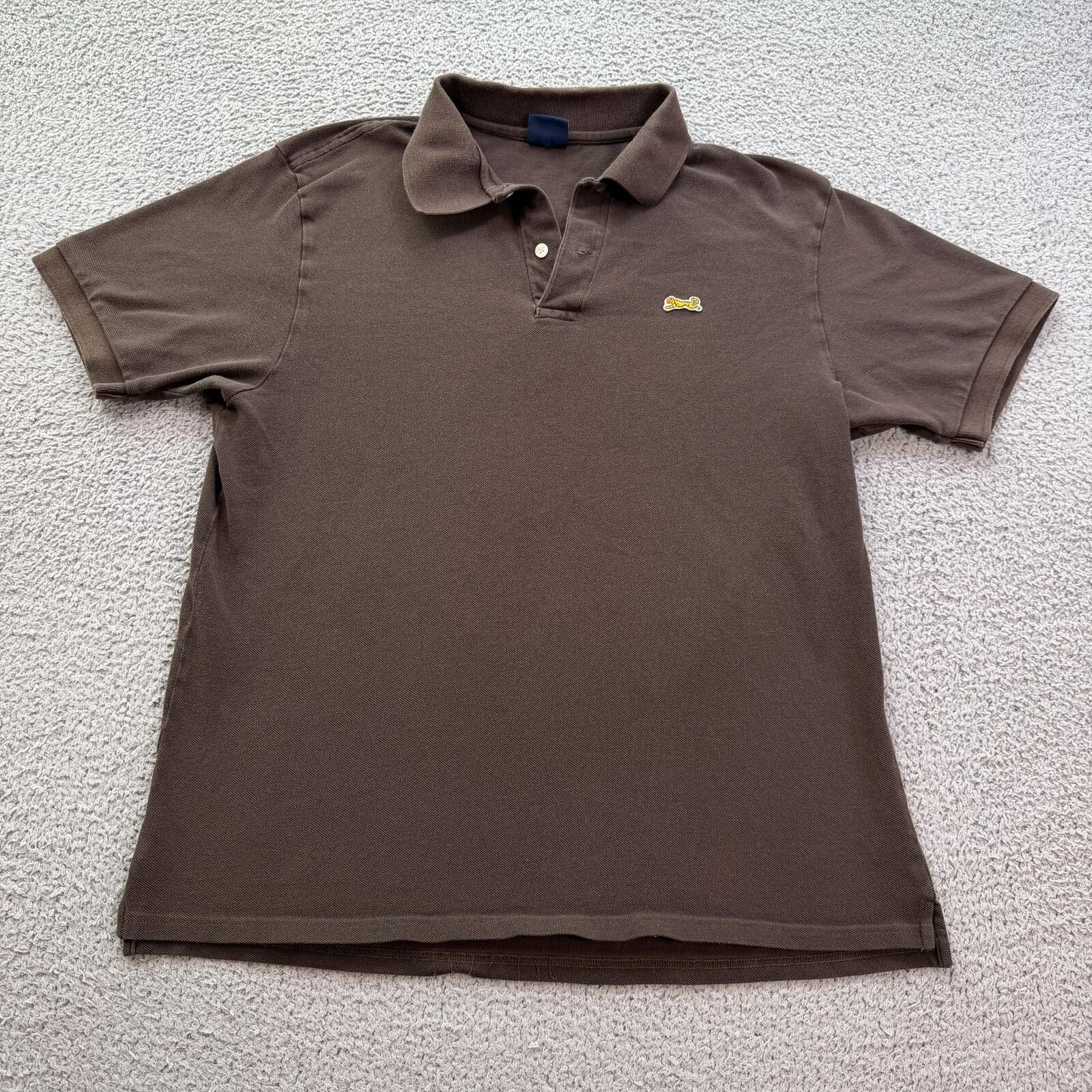 Vintage Le TIGRE Brown Tiger Logo Polo Shirt Mens L Y2K