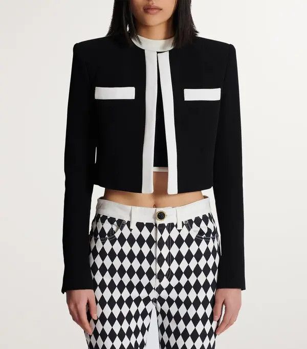 Balmain o1s1wg110825 Crepe Spencer Jacket in Black Size M / US 6-8 / IT 42-44 - 4 Thumbnail