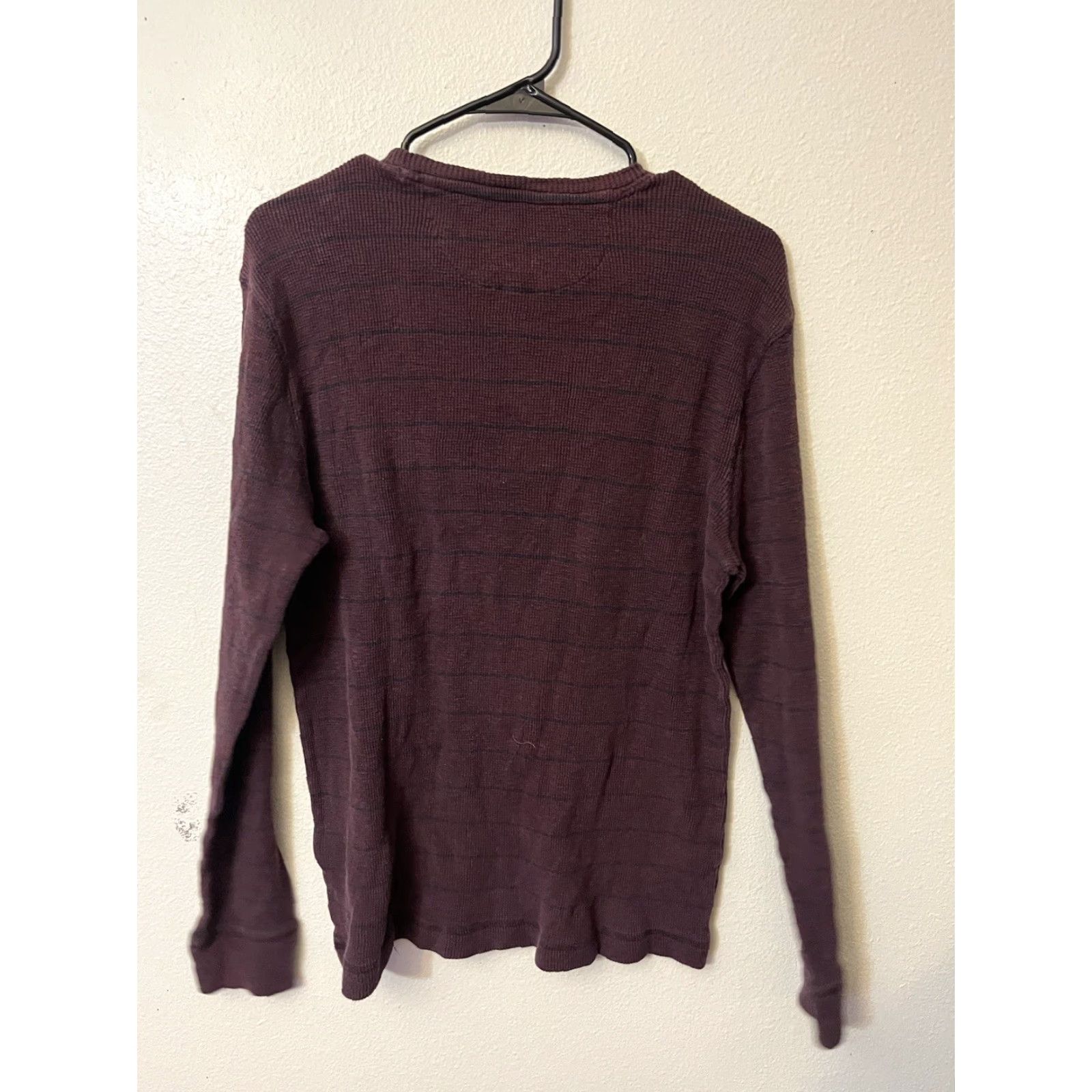 Banana Republic Banana Republic Sweater Mens Large Maroon Striped Waffle Knit Crewneck Pullover Heavyweight Thermal Size US L / EU 52-54 / 3 - 3 Thumbnail