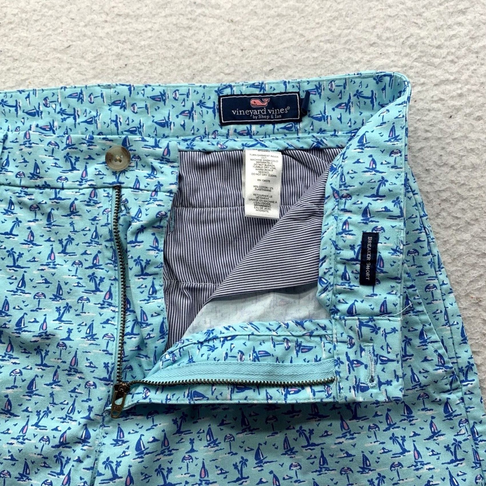 Vineyard Vines Vineyard Vines Mens Shorts Blue 33 9" Sailboat Preppy Size US 33 - 6 Thumbnail