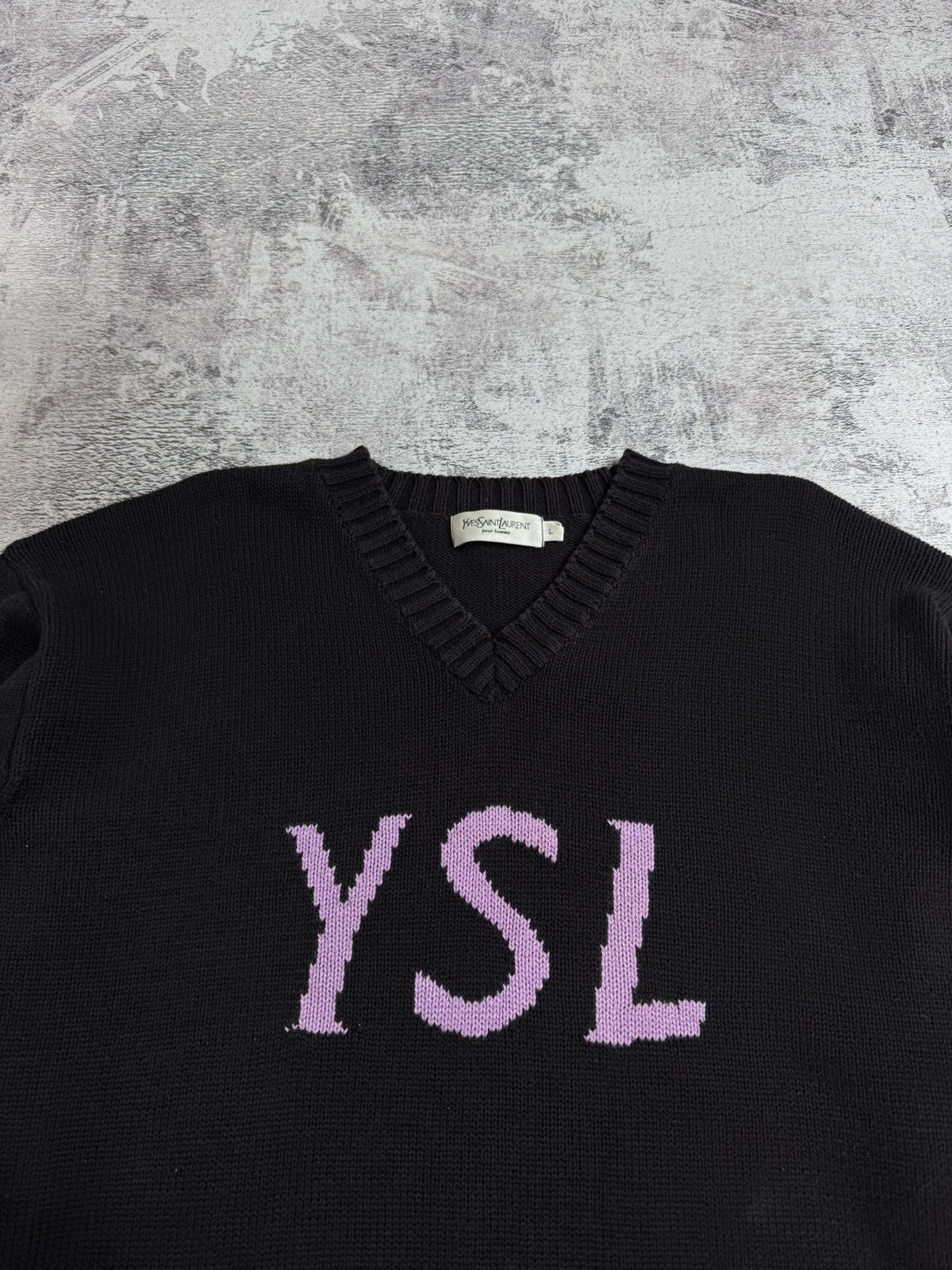 Yves Saint Laurent 90s Yves Saint Laurent YSL Knit V-Neck Sweatshirt Sweater Size US L / EU 52-54 / 3 - 6 Thumbnail