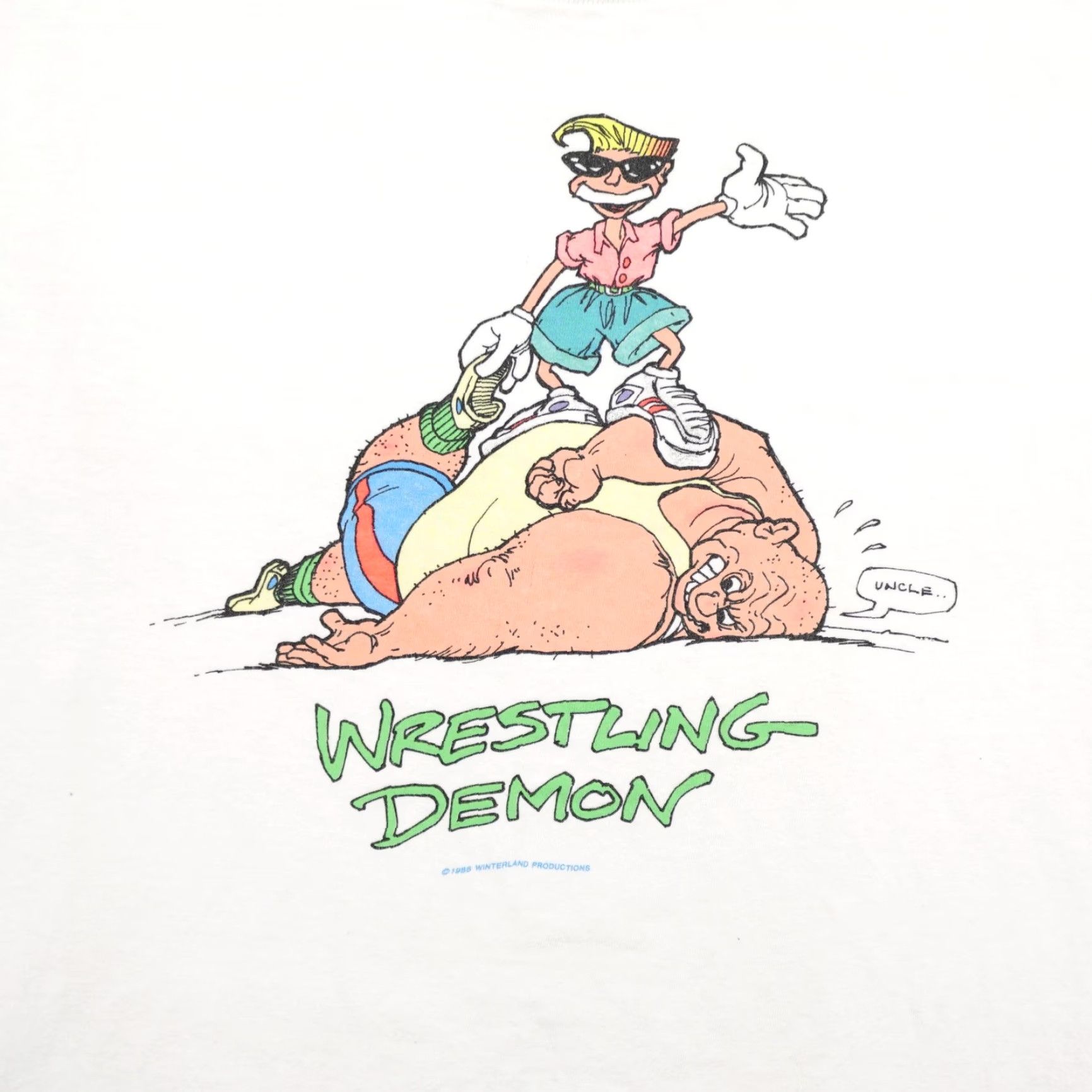 Vintage VINTAGE Demon Wrestling Shirt Mens XL White Cartoon 80s Single Stitch, Crew Neck, Short Sleeve, Cotton, Graphic Print, Retro, Jutsy Size US XL / EU 56 / 4 - 3 Thumbnail