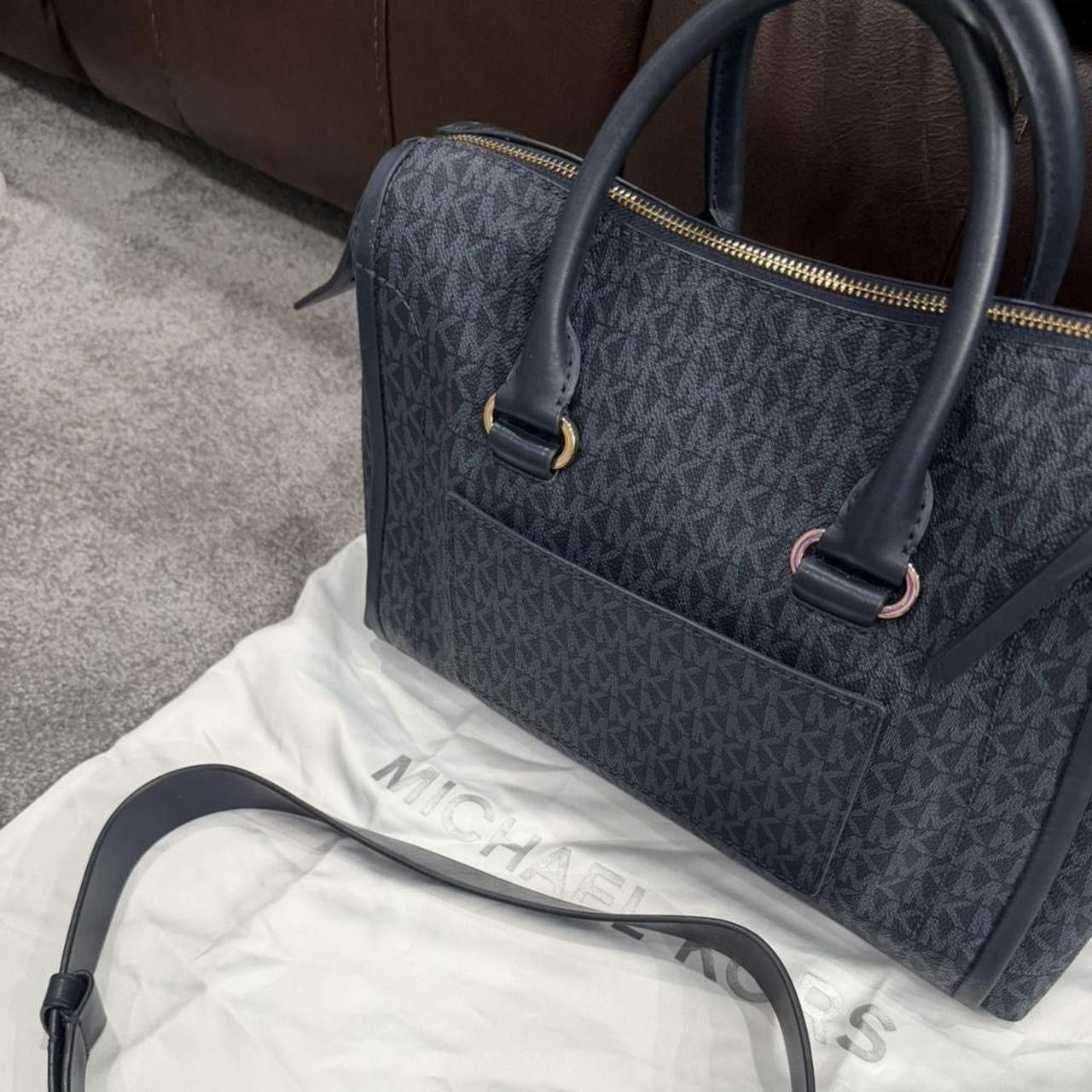 Michael Kors Michael Kors Carine Medium Navy MK Monogram Bag NWT Size ONE SIZE - 2 Thumbnail