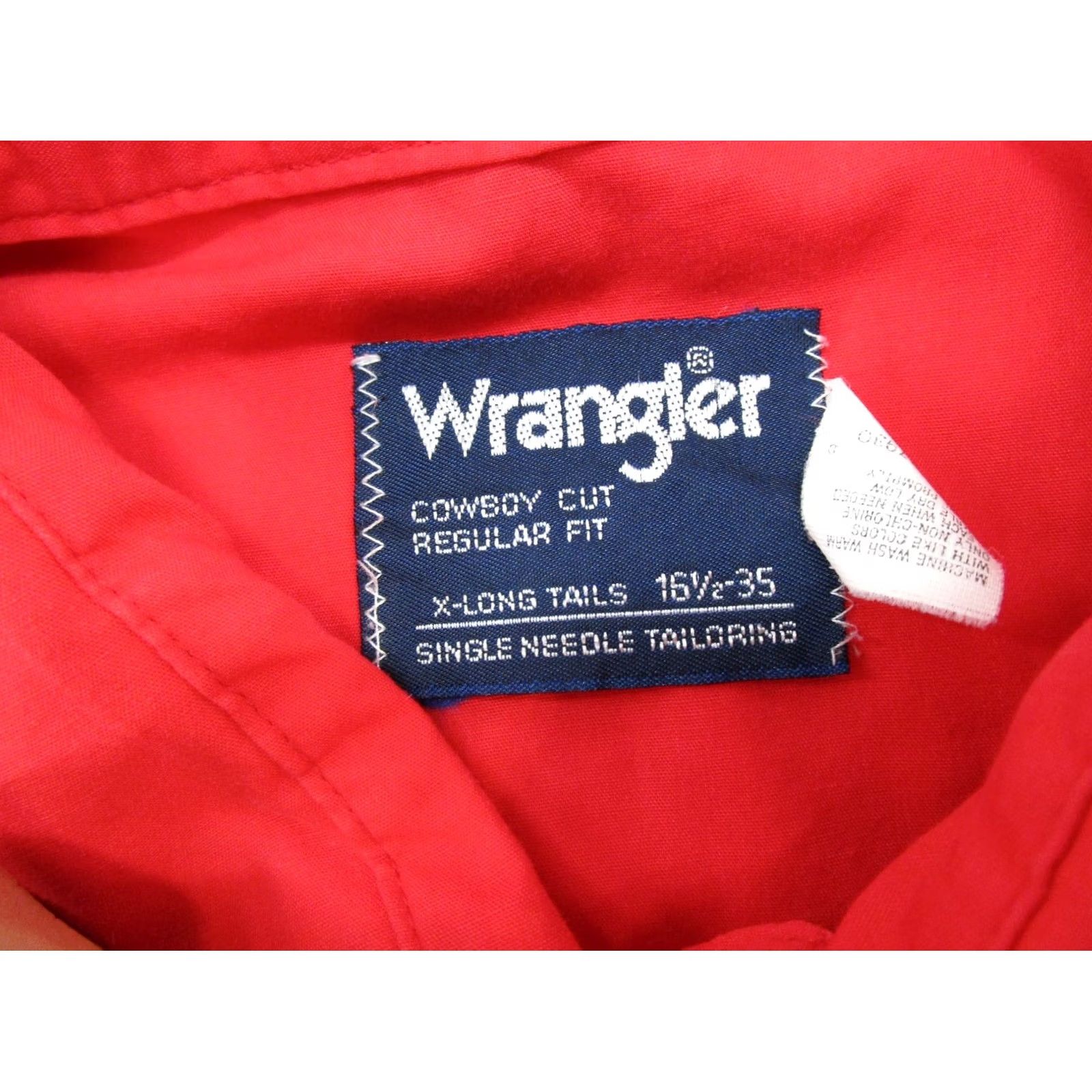 Wrangler VINTAGE Wrangler Red Pearl Snap Up Long Sleeve Shirt Mens 16.5-35 Rodeo Western 90s Mens Shirt Size US XL / EU 56 / 4 - 2 Thumbnail