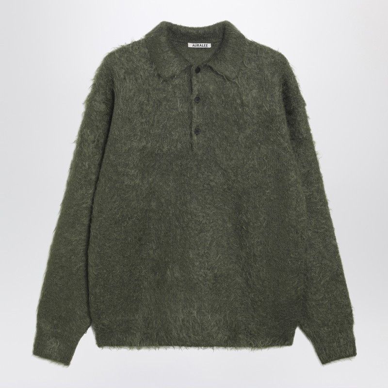 Auralee Auralee Olive Green Brushed Mohair-Blend Polo Size US XXL / EU 58 / 5 - 1 Thumbnail