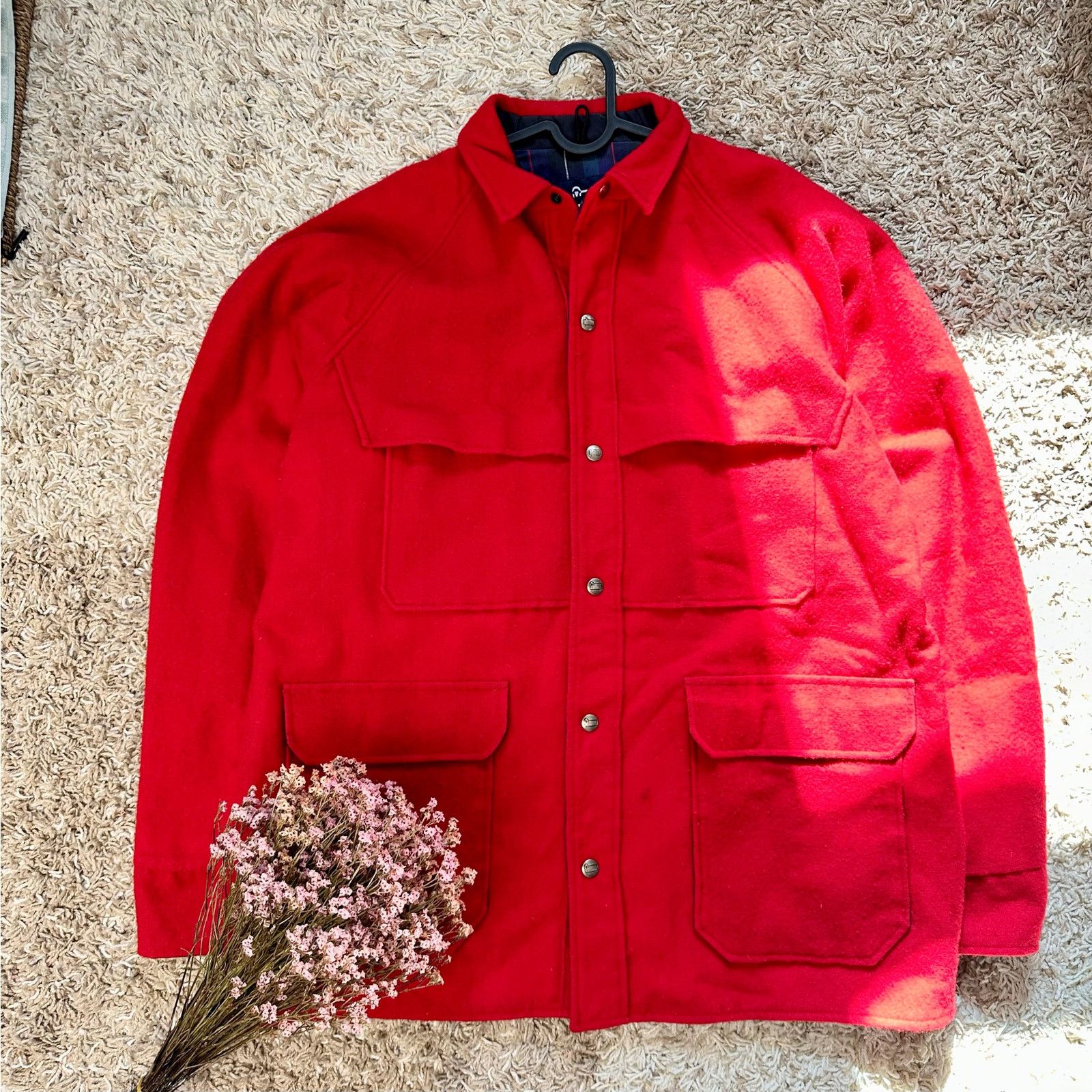 Vintage Woolrich Wool & Nylon Red Coat Jacket Made In USA L