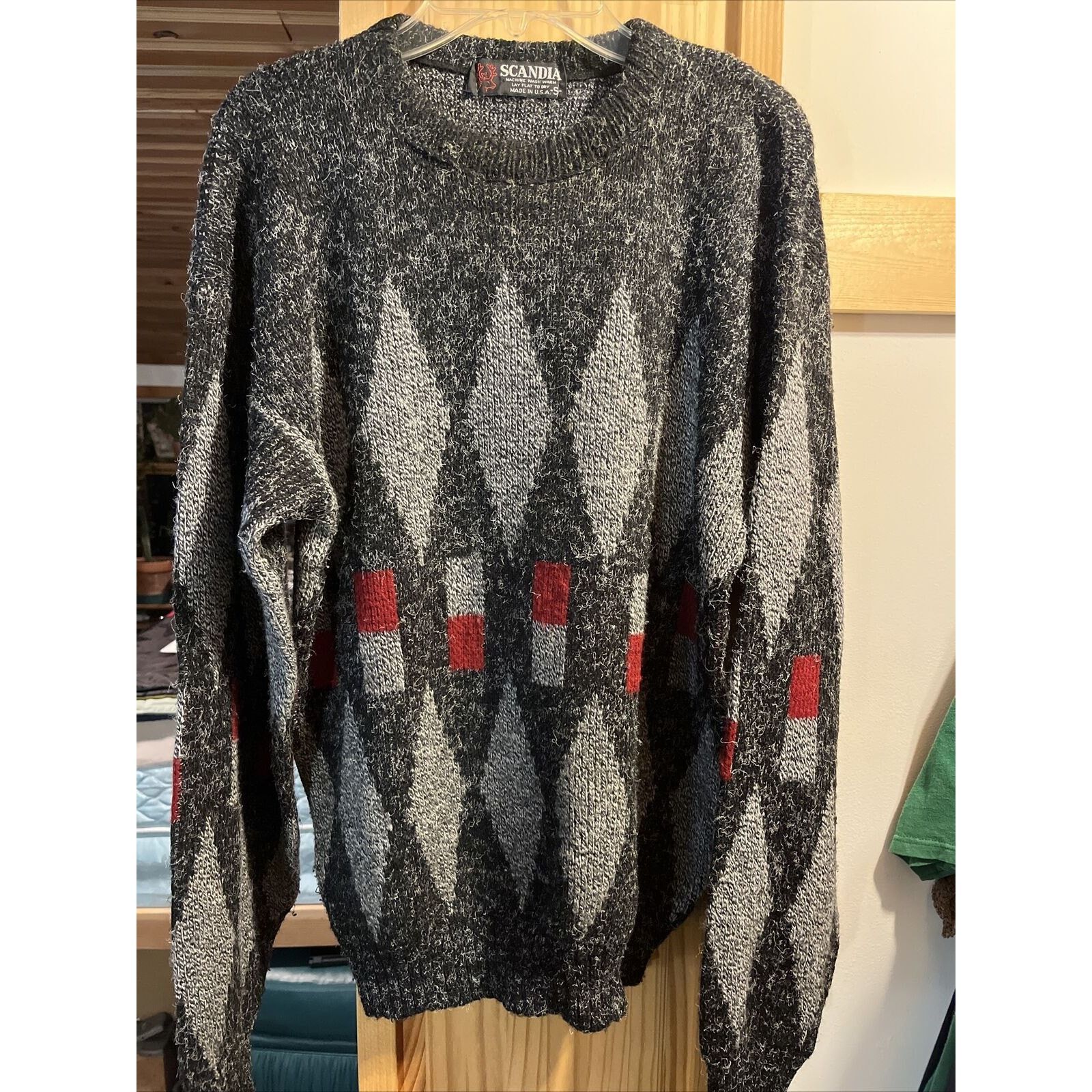 Other Scandia Vintage Small Gray Red Argyle LS Acrylic Sweater Size S / US 4 / IT 40 - 9 Thumbnail