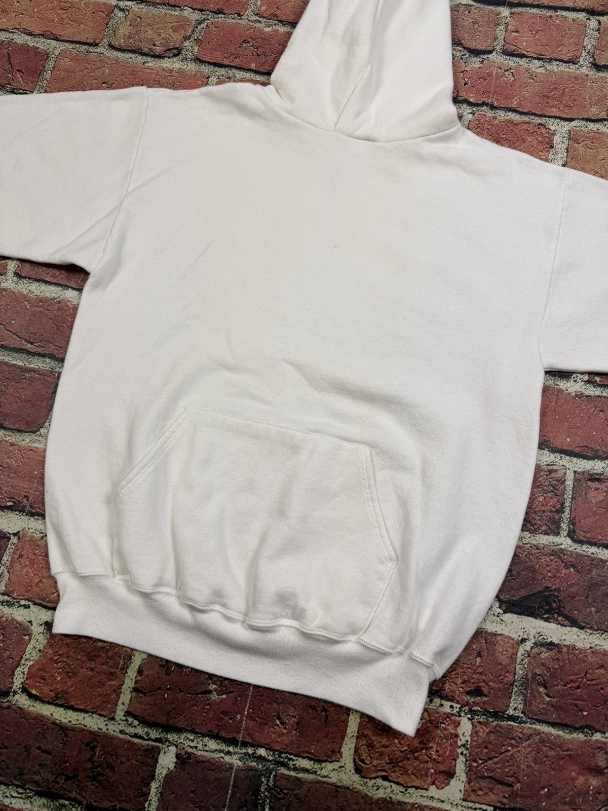 Jerzees Vintage 80s 90s Jerzees White Hoodie Blank Sweatshirt USA Size US XL / EU 56 / 4 - 8 Thumbnail