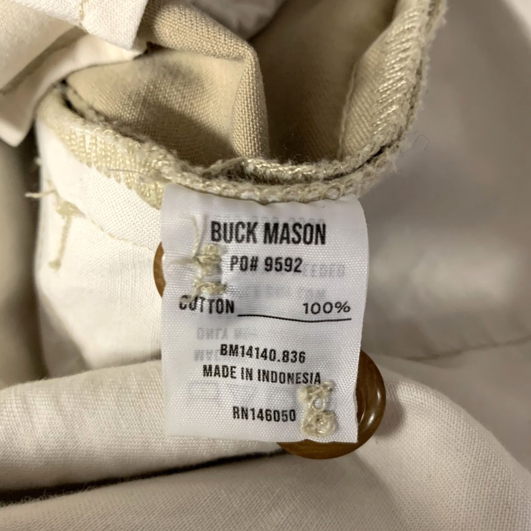 Buck Mason BUCK MASON Size 32 Khaki Solid Cotton Button Fly Casual Pants Mens Size US 32 / EU 48 - 4 Thumbnail