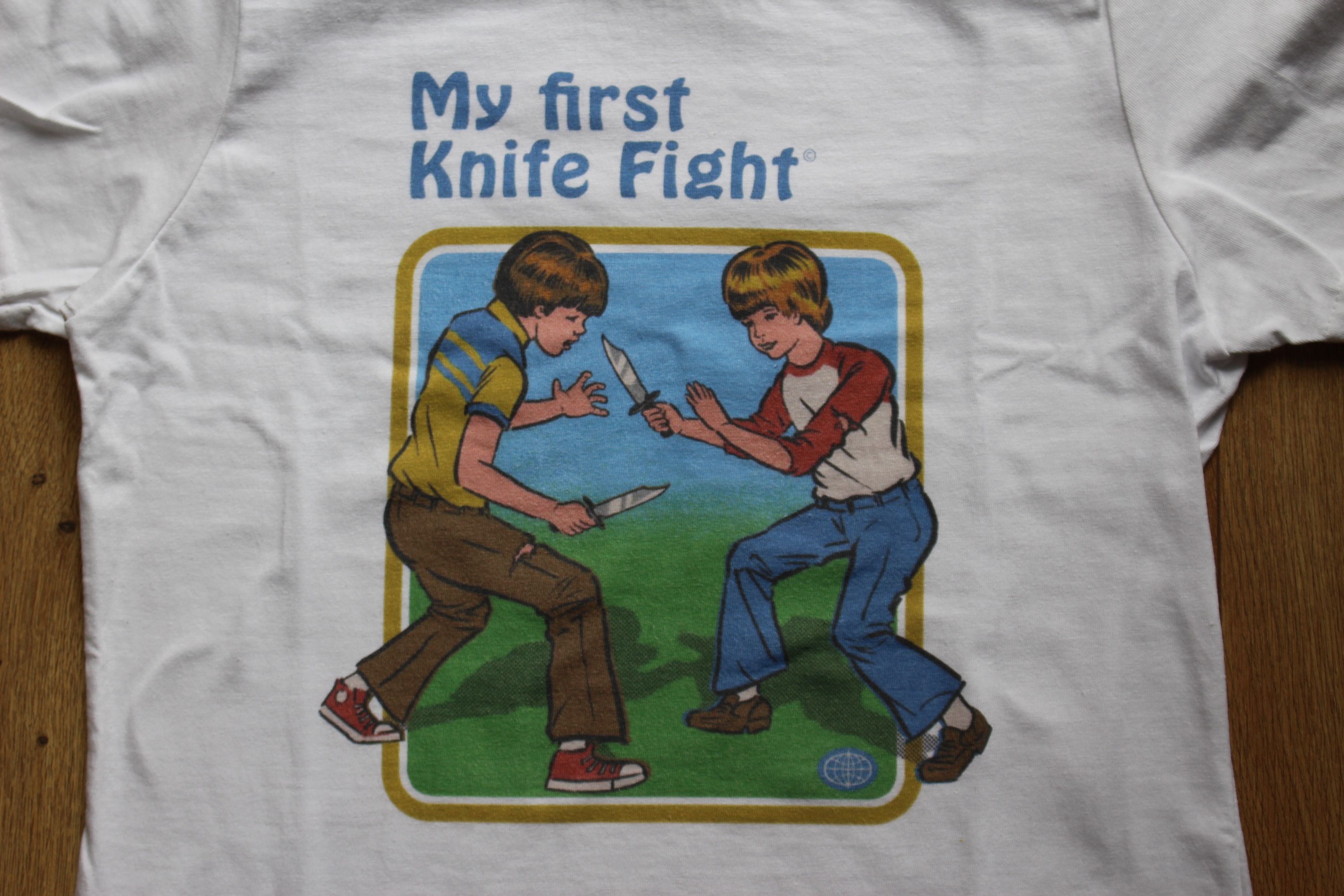 Vintage FREE SHIPPING!! - Knife fight T-shirt Size S / US 4 / IT 40 - 2 Thumbnail