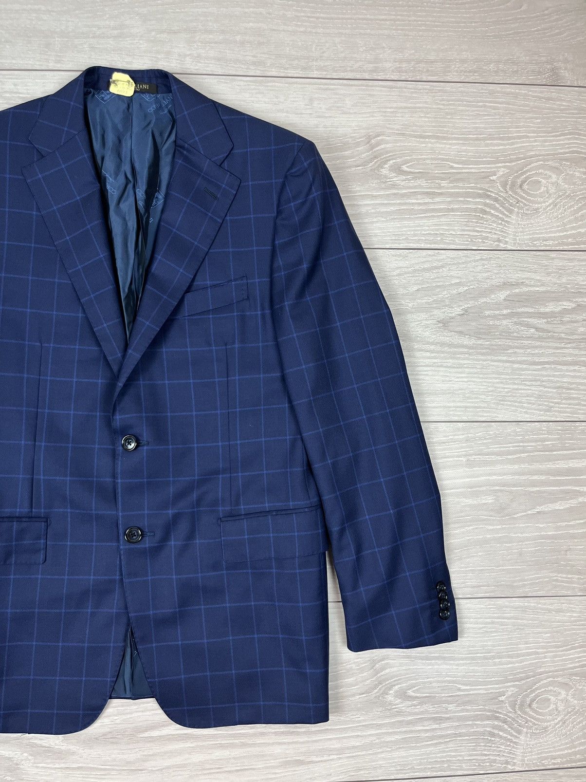 Corneliani Corneliani Blue Check Virgin Wool Silk Two Buttons Blazer Size 48R - 3 Thumbnail