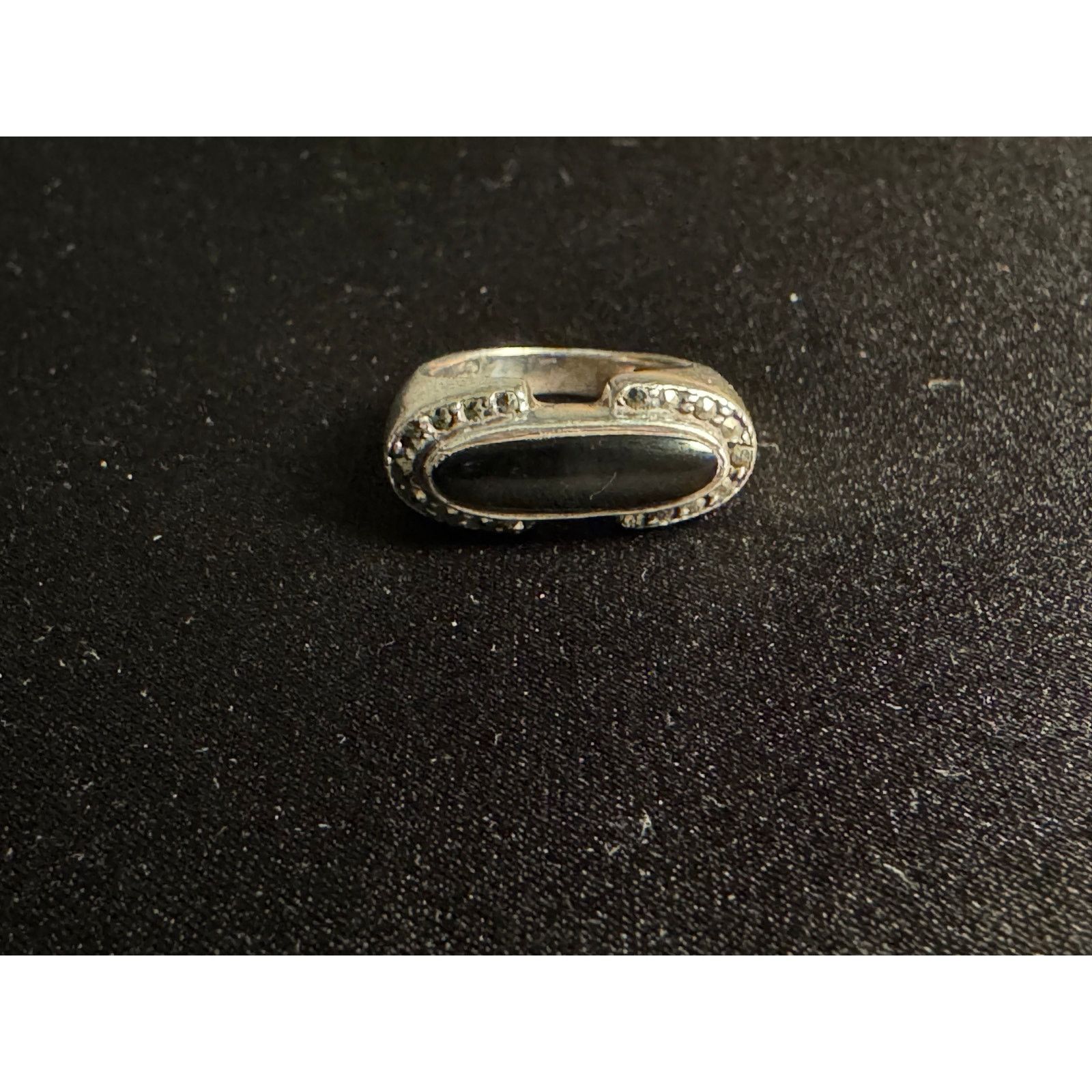 Other 925 Sterling Silver Onyx & Marcasites Ring Size 5 Size ONE SIZE - 4 Thumbnail