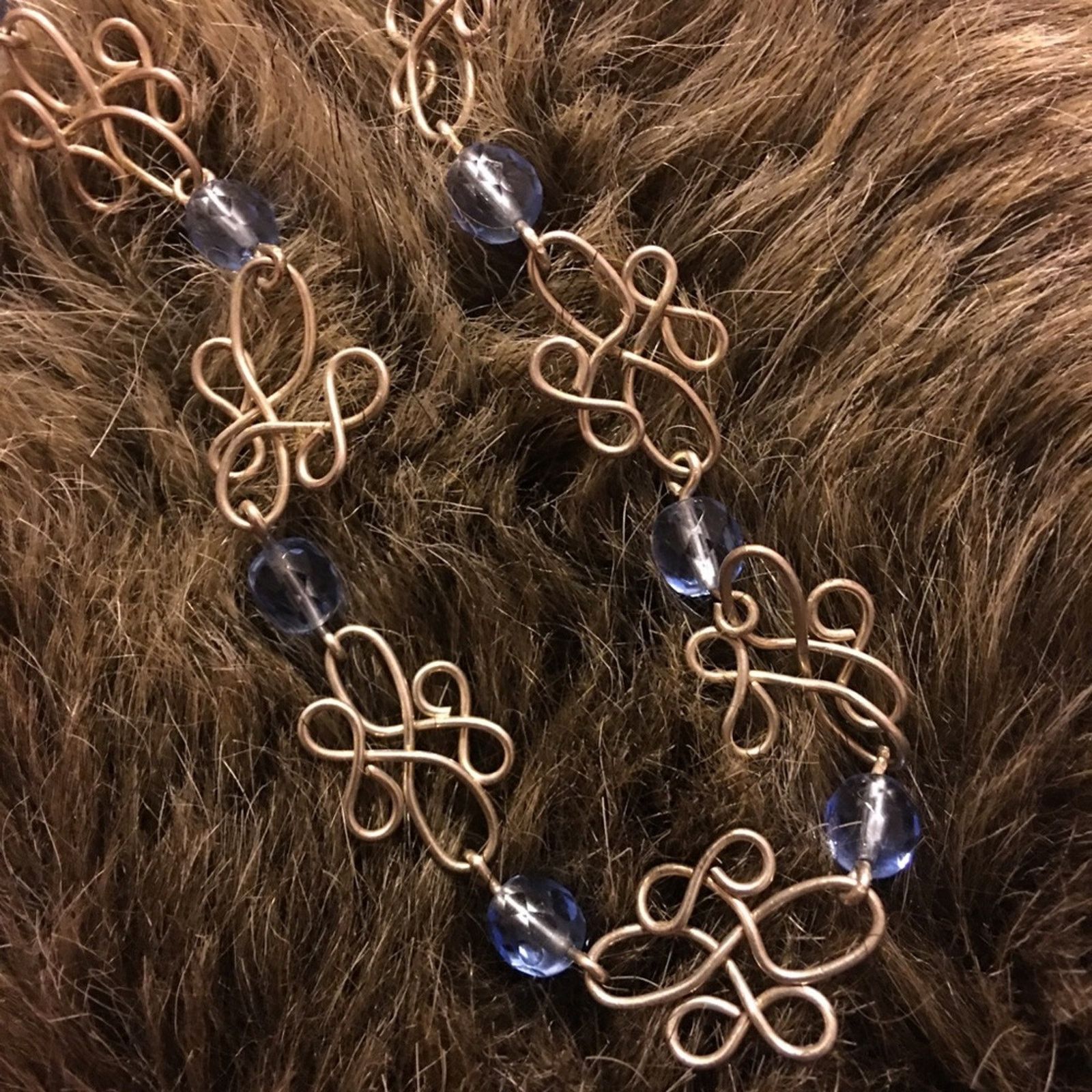 Jewelry Silver scroll design blue faceted bead necklace Size ONE SIZE - 6 Thumbnail