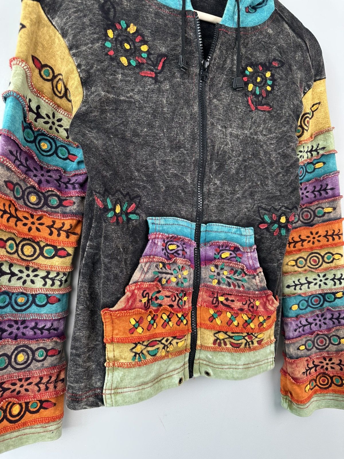 Hysteric Glamour × Vintage Vintage 90s Crazy Avant Garde Hoodie Patchwork Oversized Size M / US 6-8 / IT 42-44 - 4 Thumbnail
